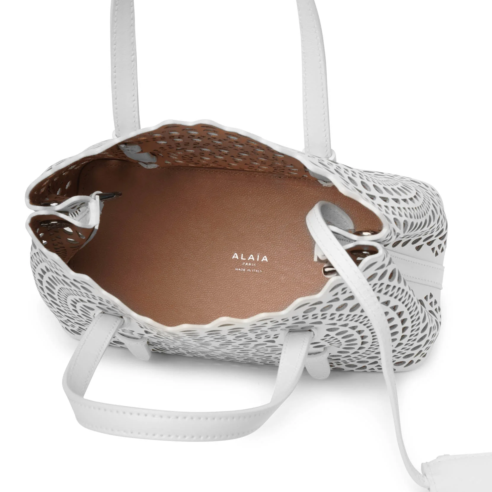 Mina 20 vienne circulaire white leather tote bag - Image 6