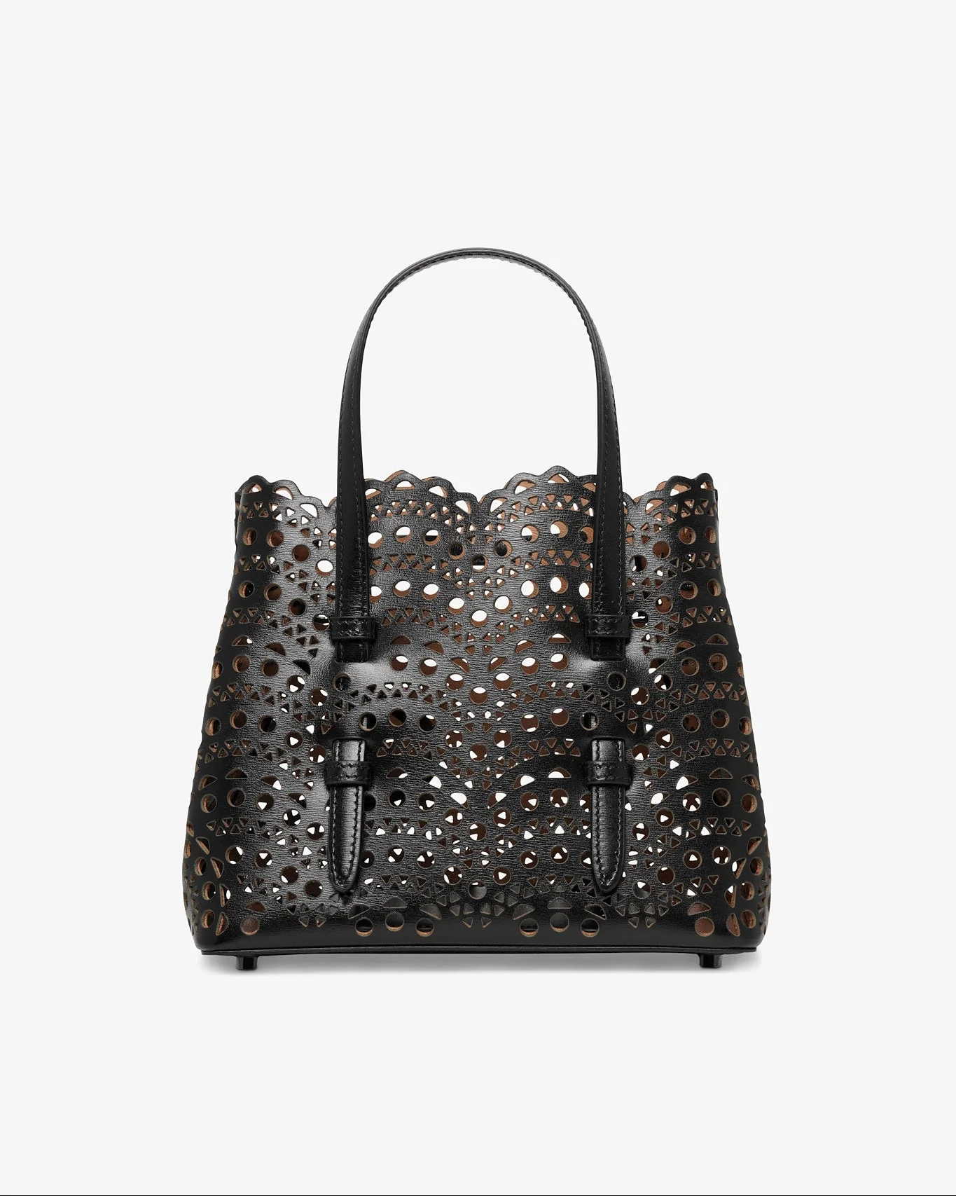 Mina 20 vienne vague black leather tote bag