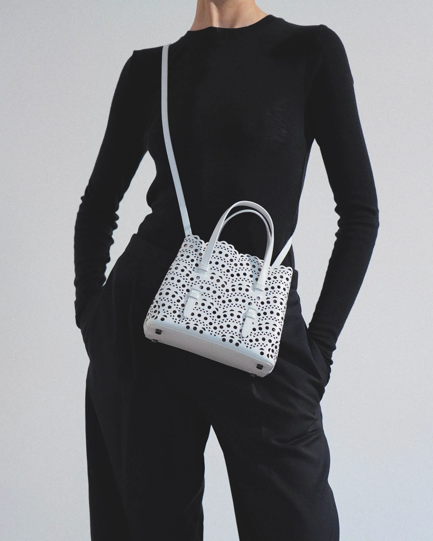 Mina 20 vienne vague white leather tote bag - Image 2