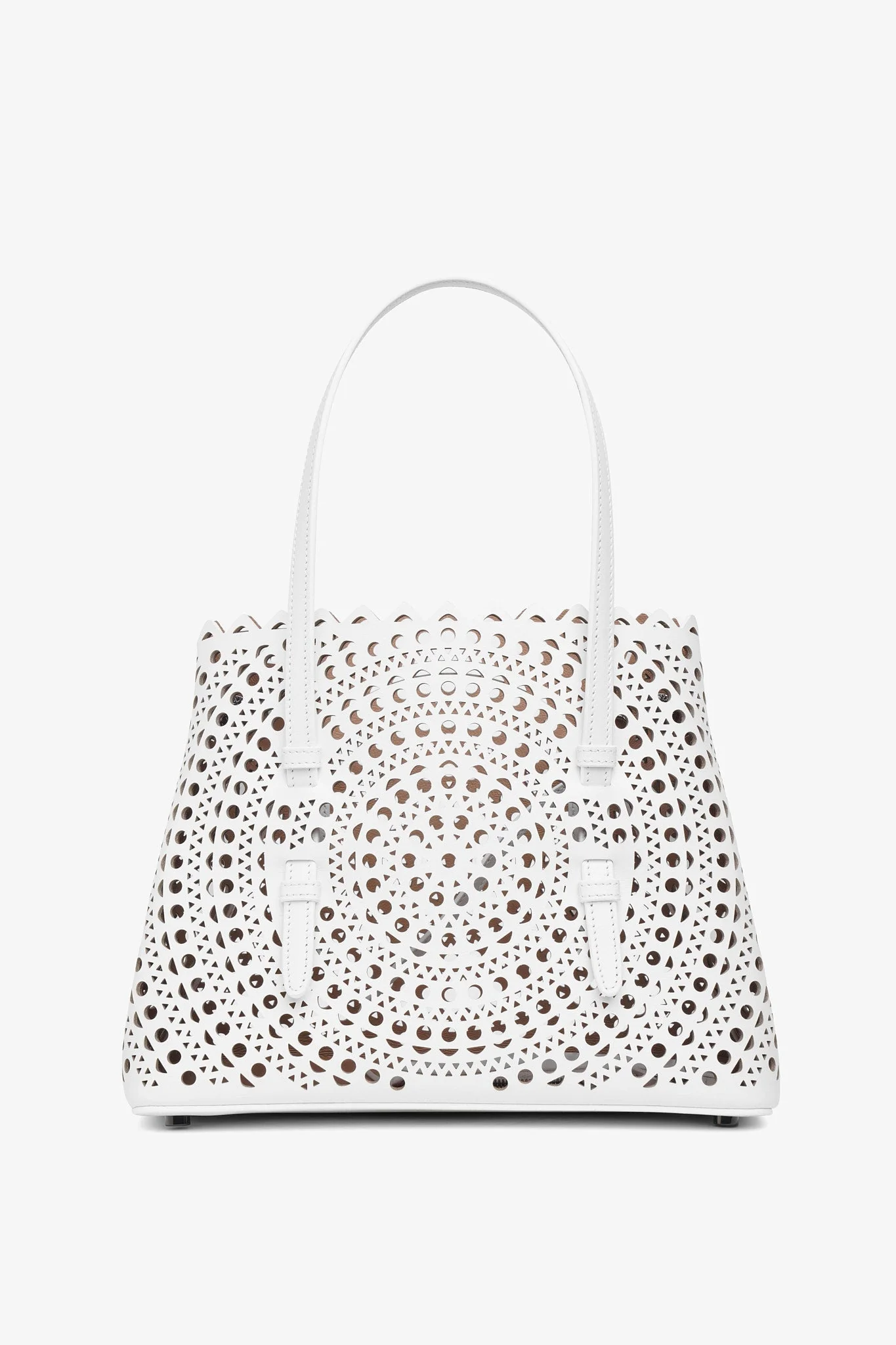 Mina 25 vienne circulaire white leather tote bag