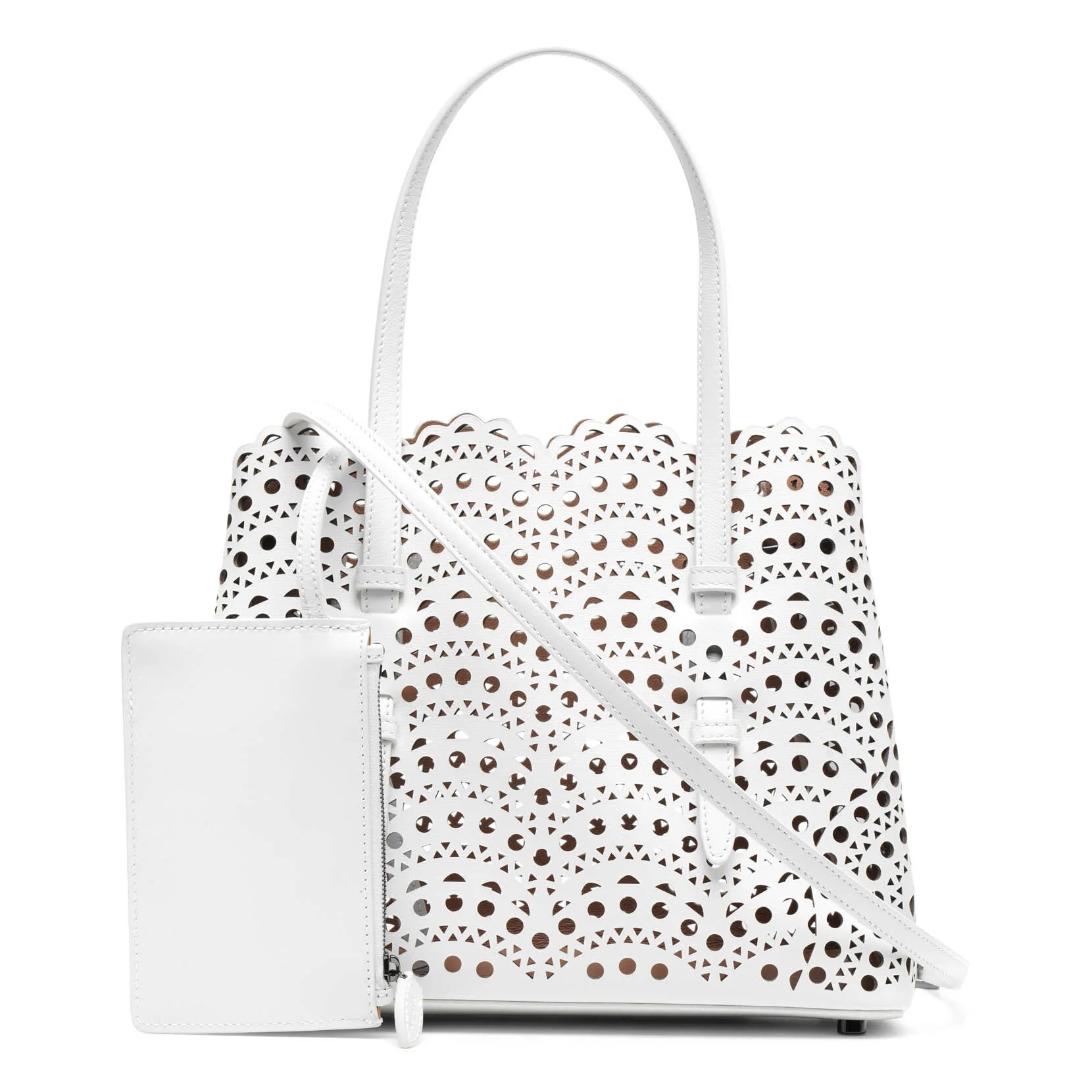 Mina 25 vienne vague white leather tote bag - Image 4