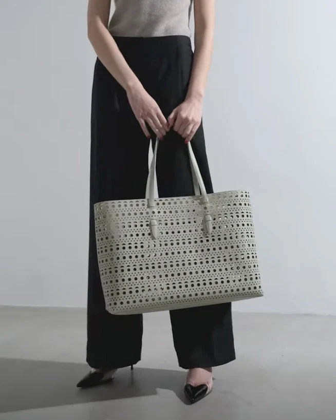 Mina 44 grey leather tote bag - Image 7