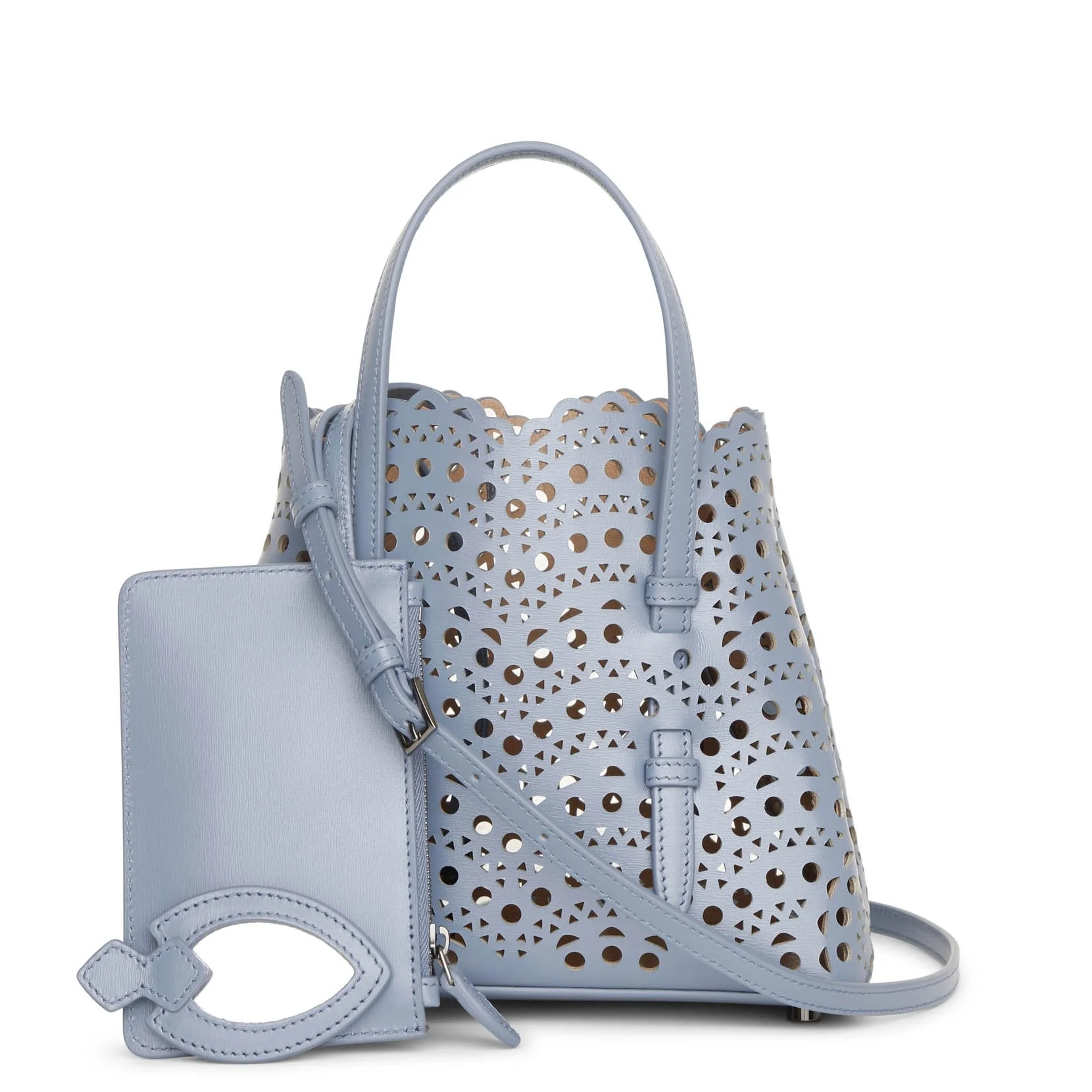 Mina mini 20 blue leather tote bag - Image 3