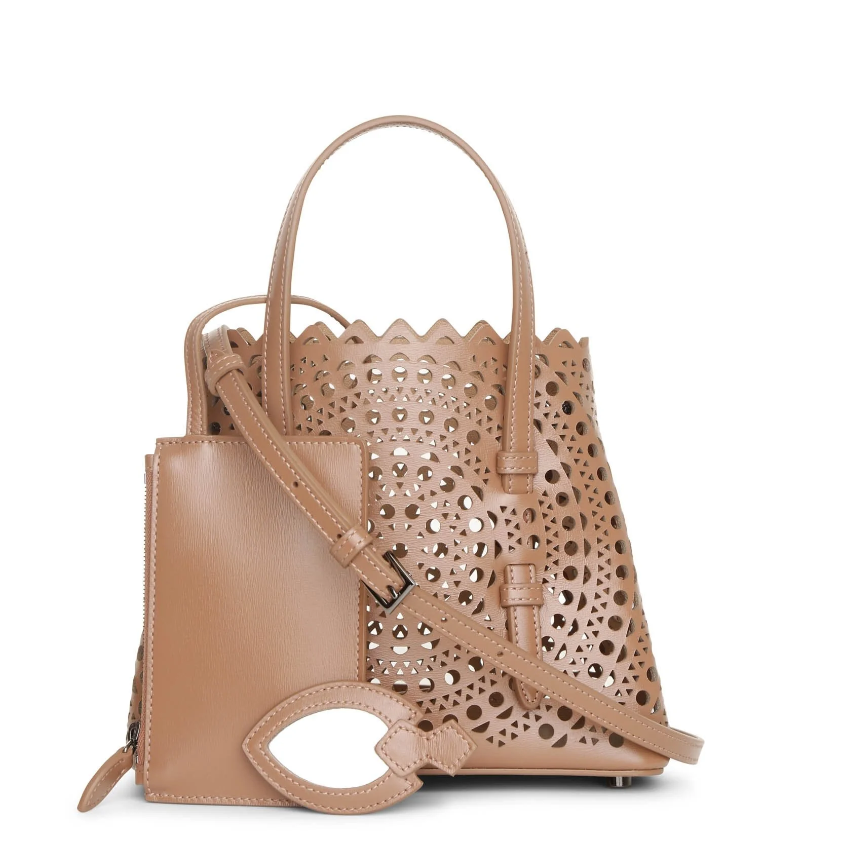 Mina mini 20 nude leather tote bag - Image 3