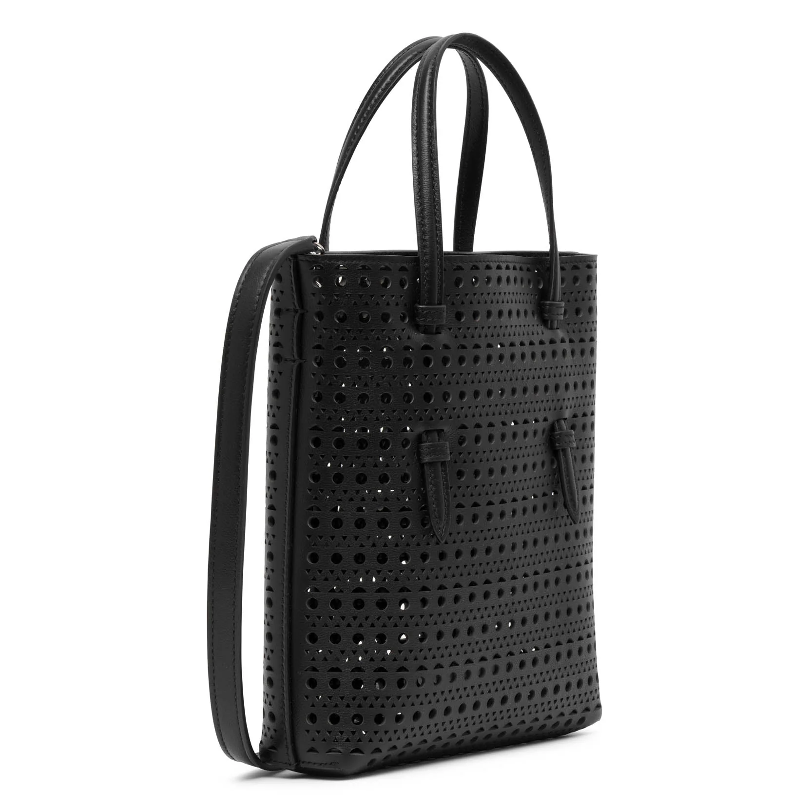 Mina NS black leather tote bag - Image 3