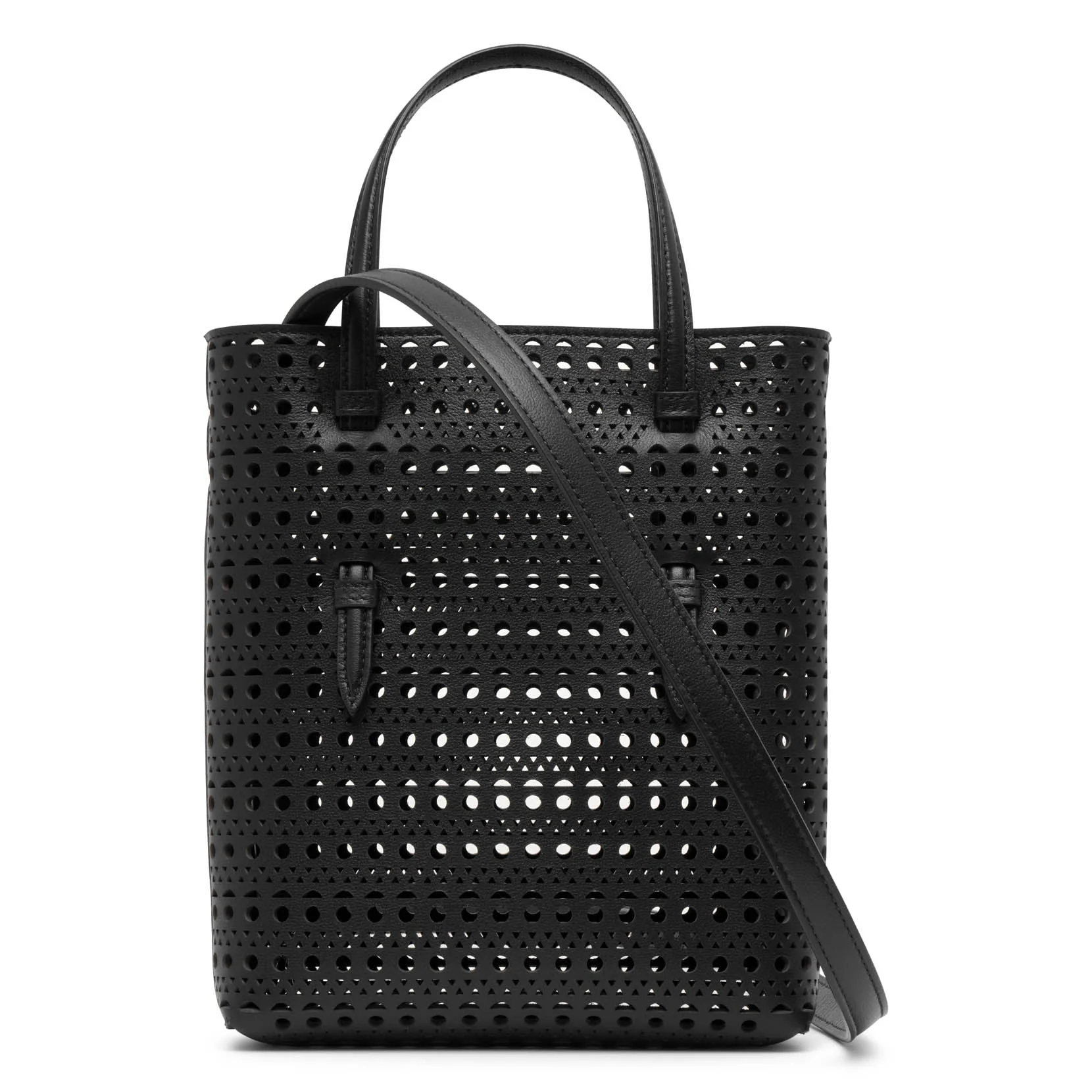 Mina NS black leather tote bag - Image 4