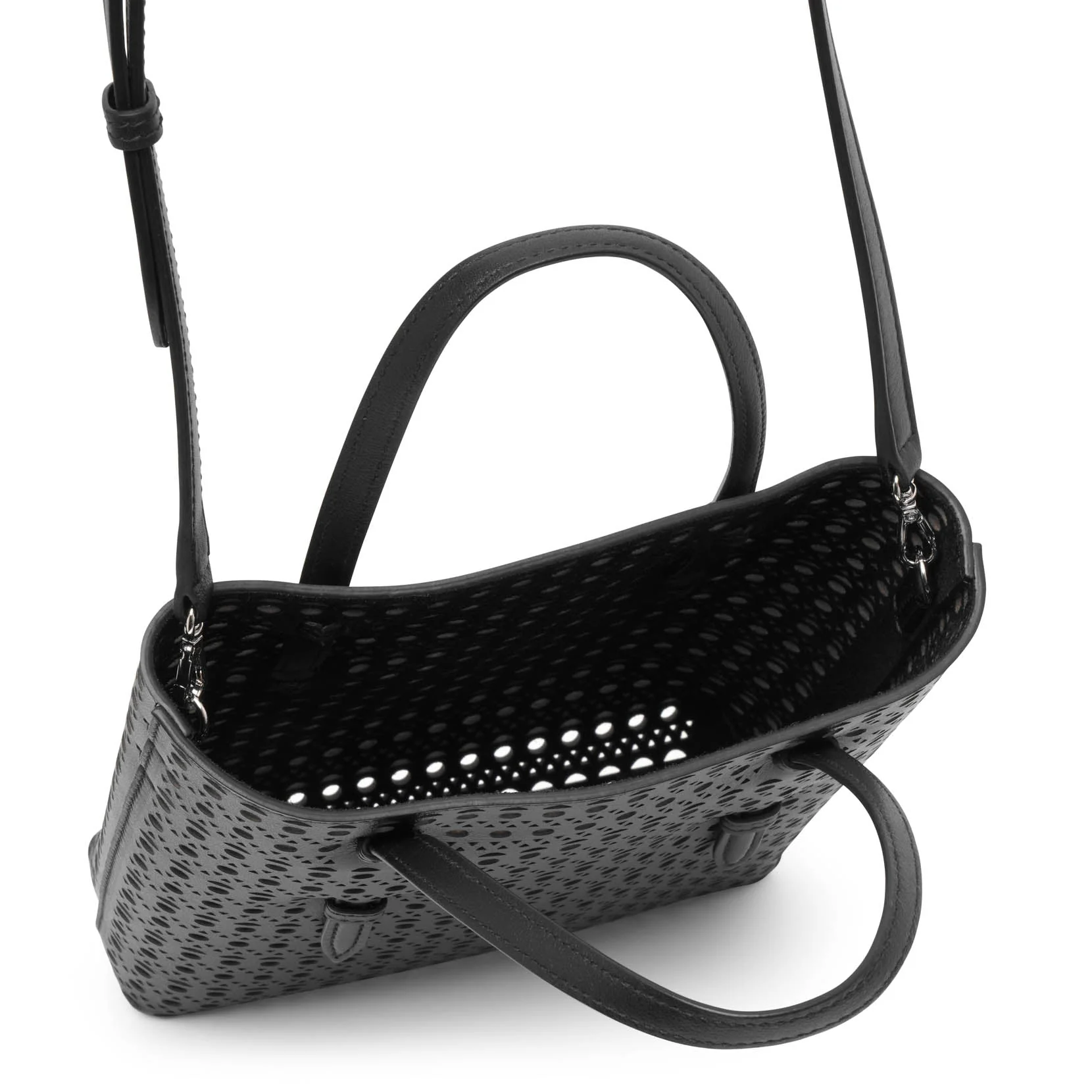 Mina NS black leather tote bag - Image 5