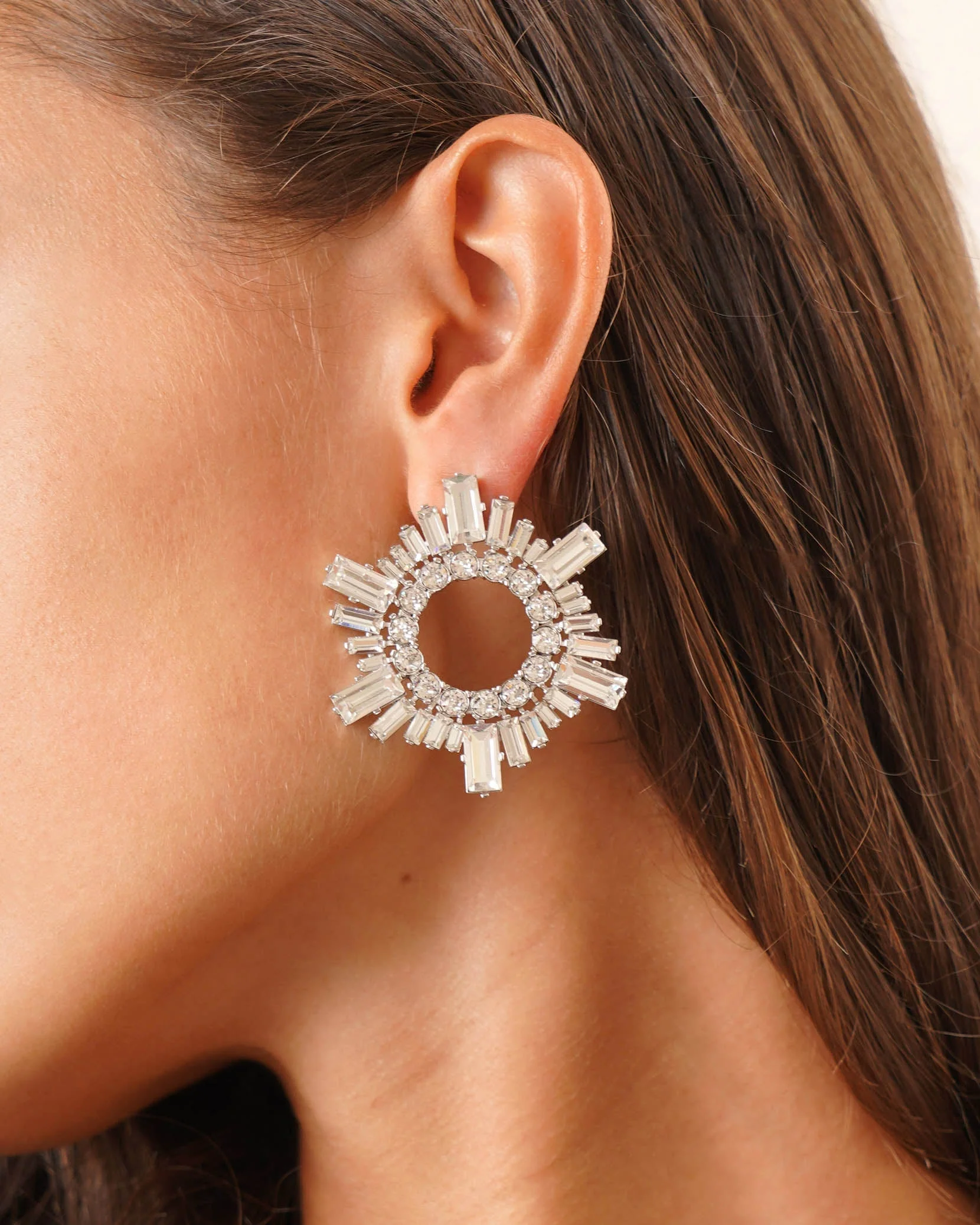 Mini begum white crystal earrings - Image 2