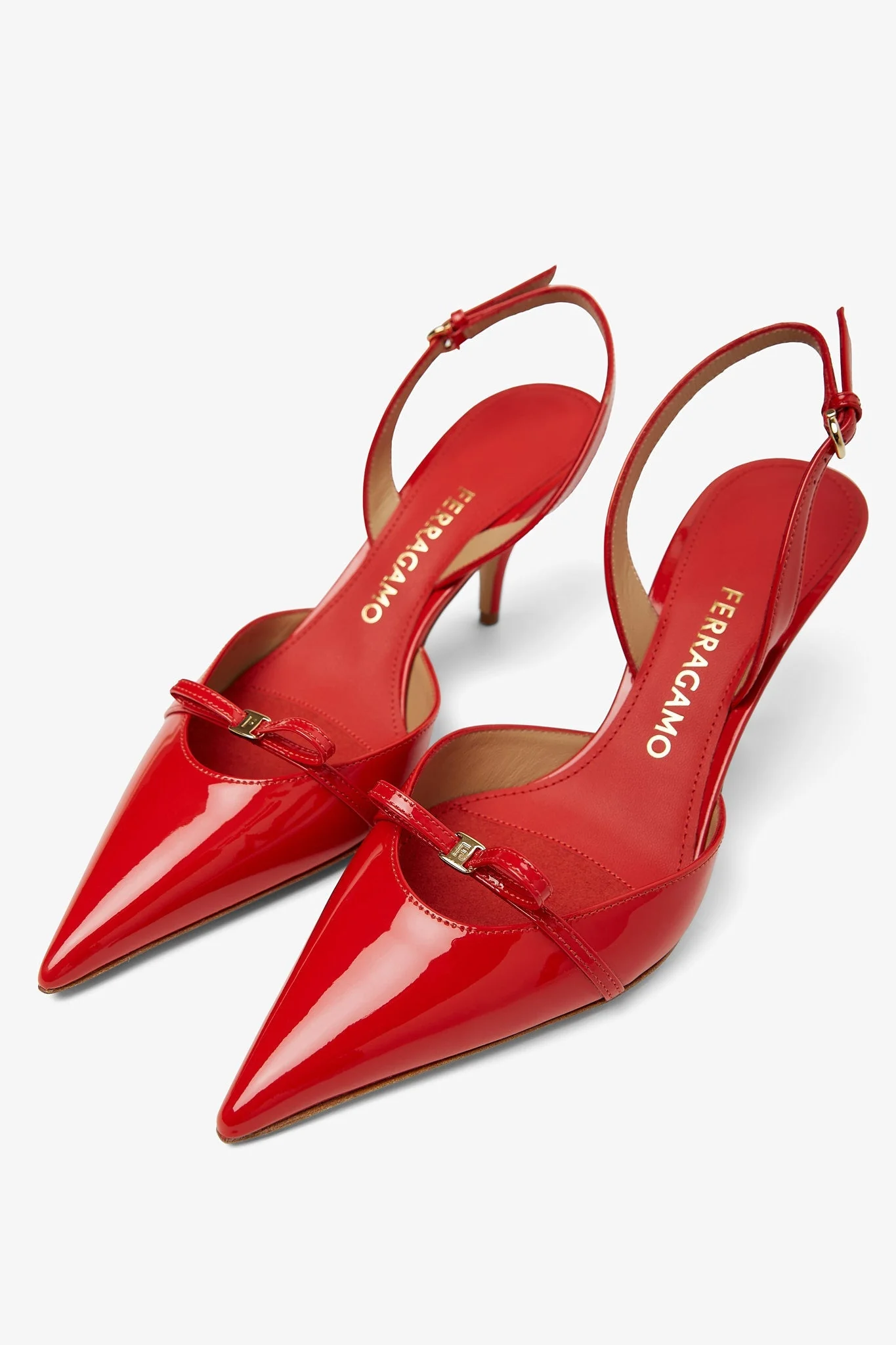 Mini bow red patent sling-back pumps - Image 3