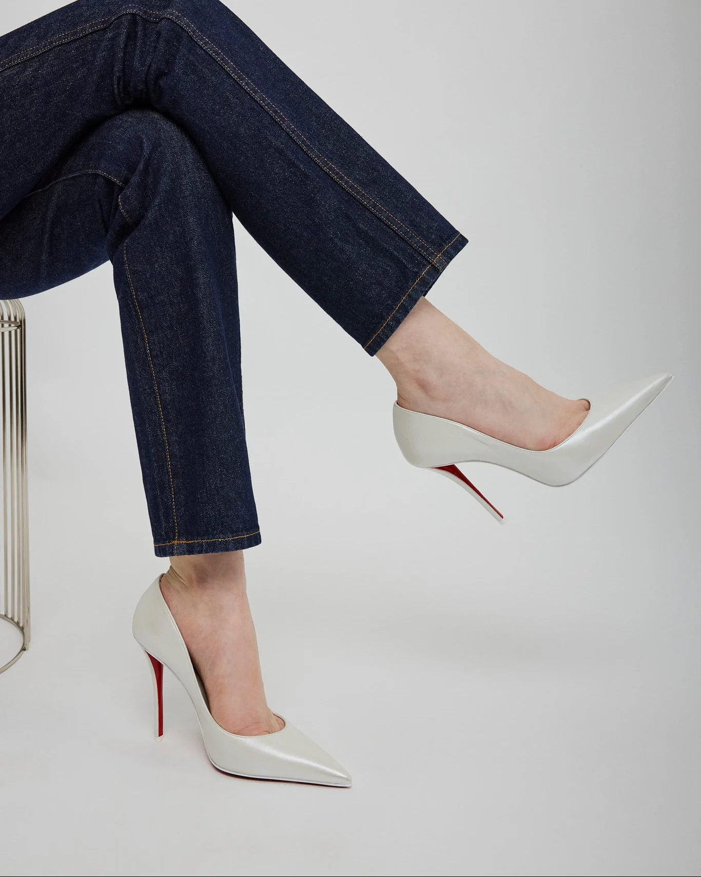 Miss Z 100 Ivory Leather Pumps - Image 2