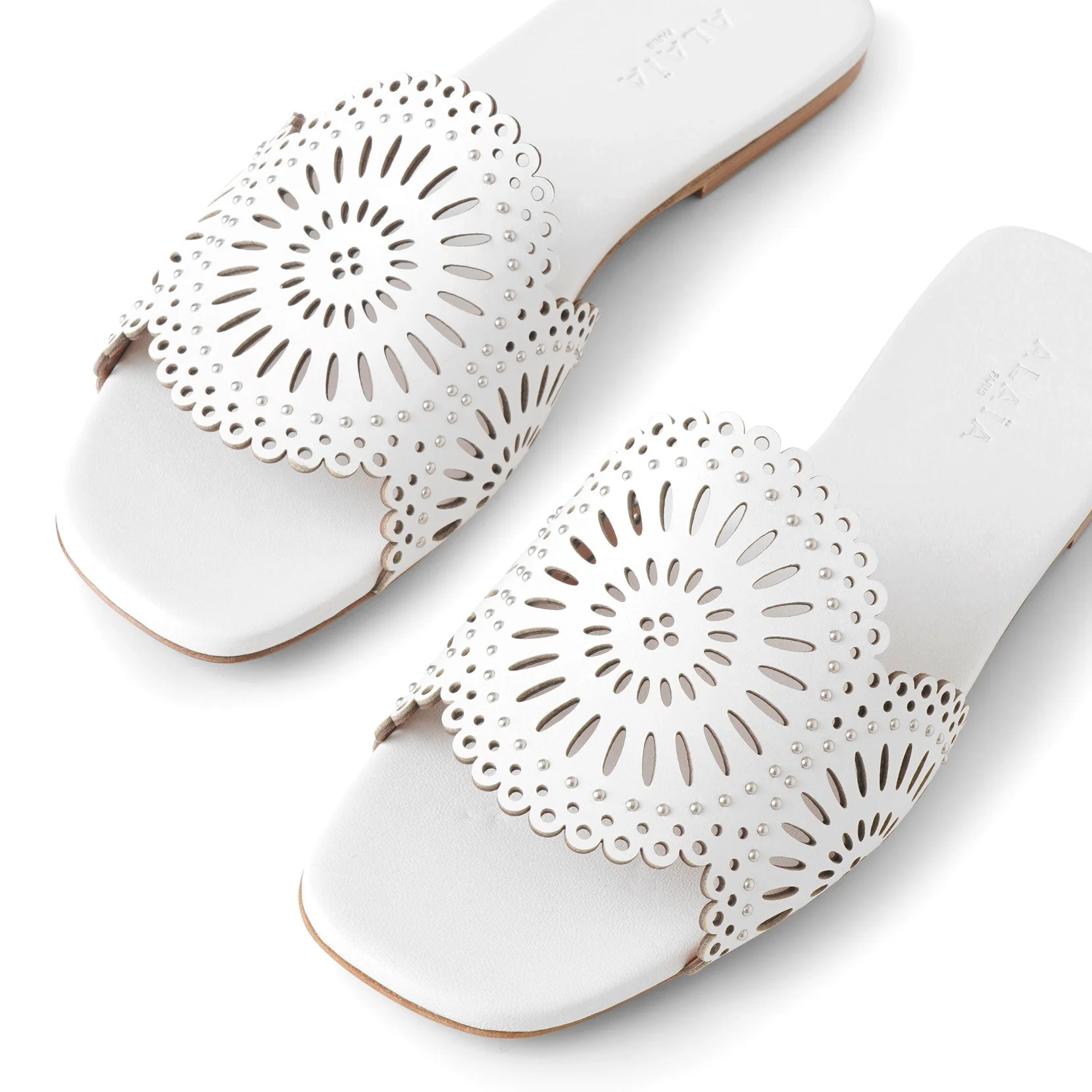 Molukai flat white leather mules - Image 4