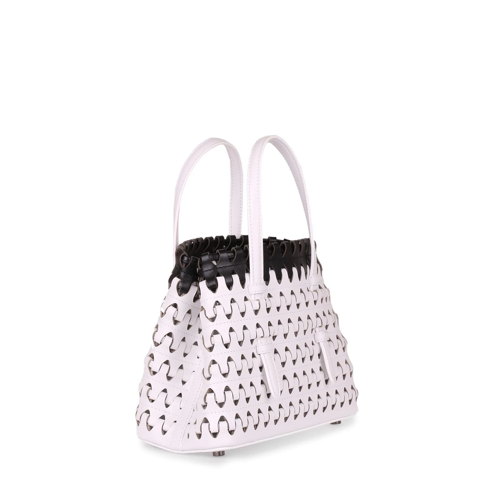 Monochrome leather laser-cut mini tote - Image 3
