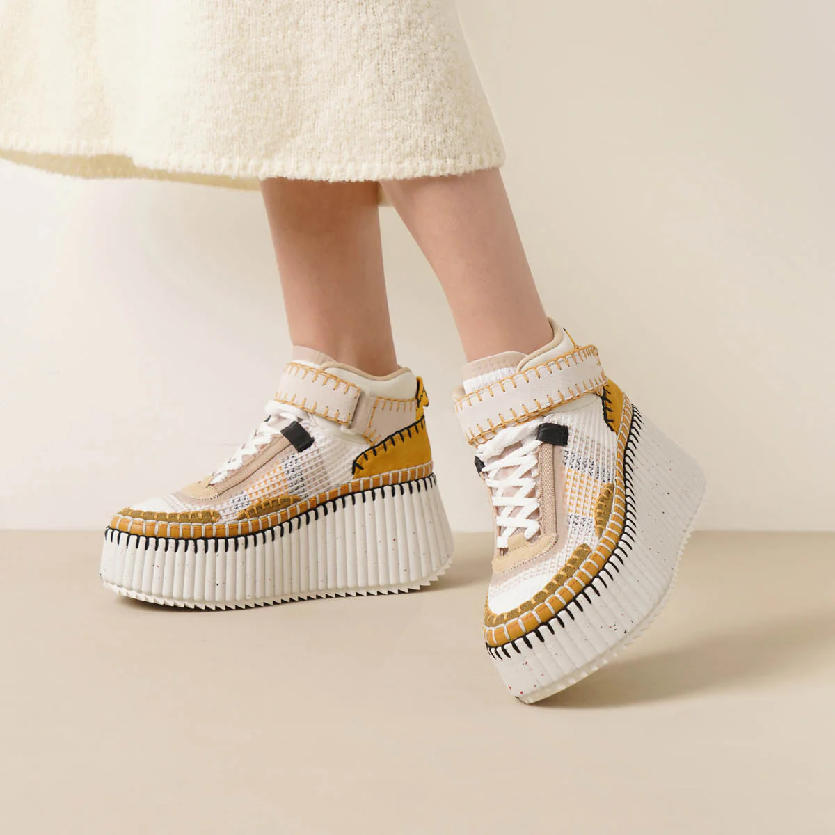 Nama platform light brown mesh sneakers - Image 6