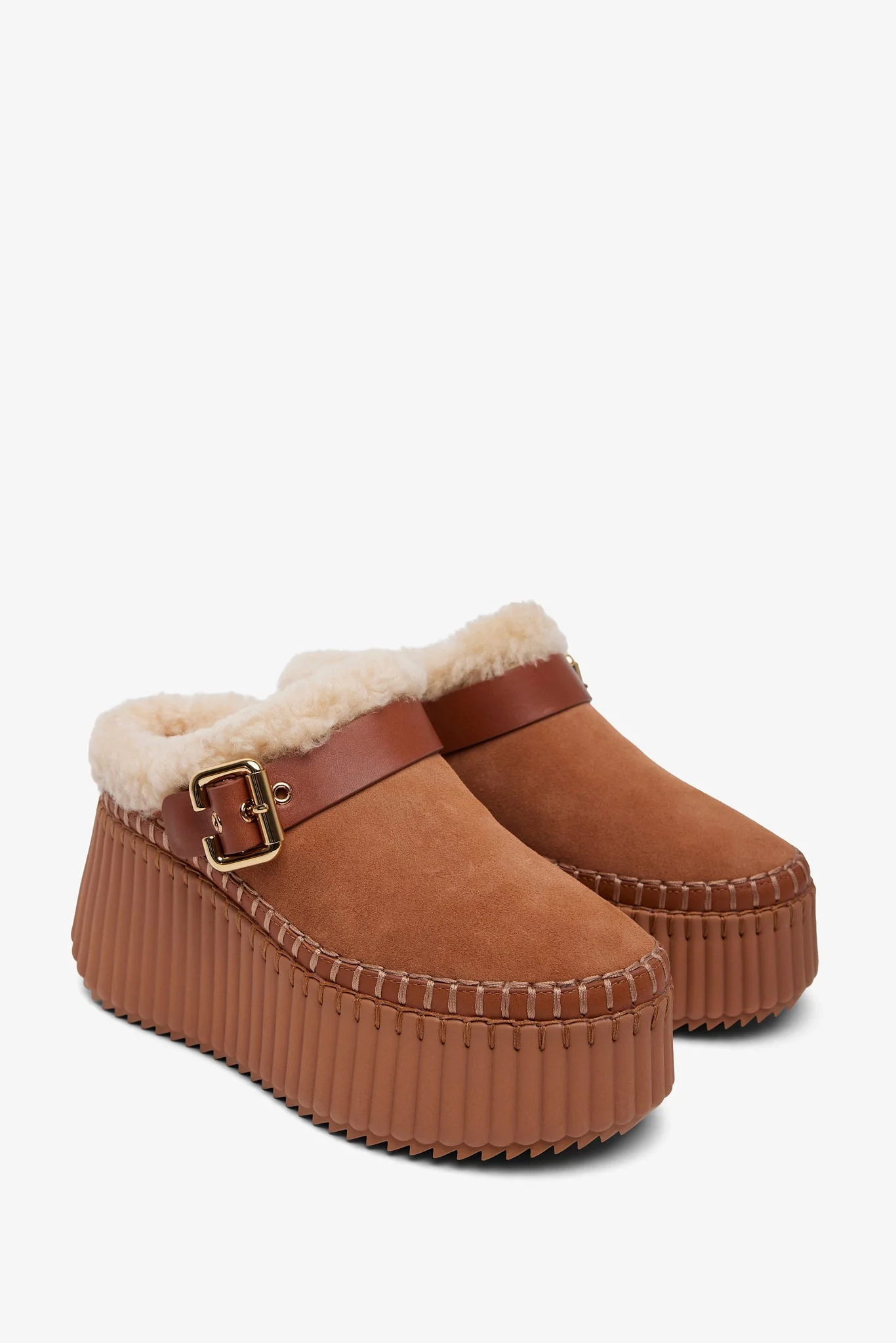 Nama tan shearling sneakers - Image 4