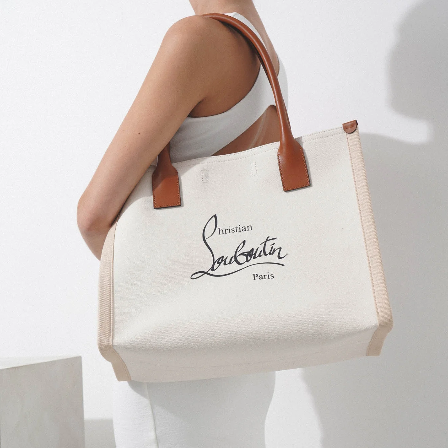 Nastroloubi E/W large natural canvas tote bag - Image 6