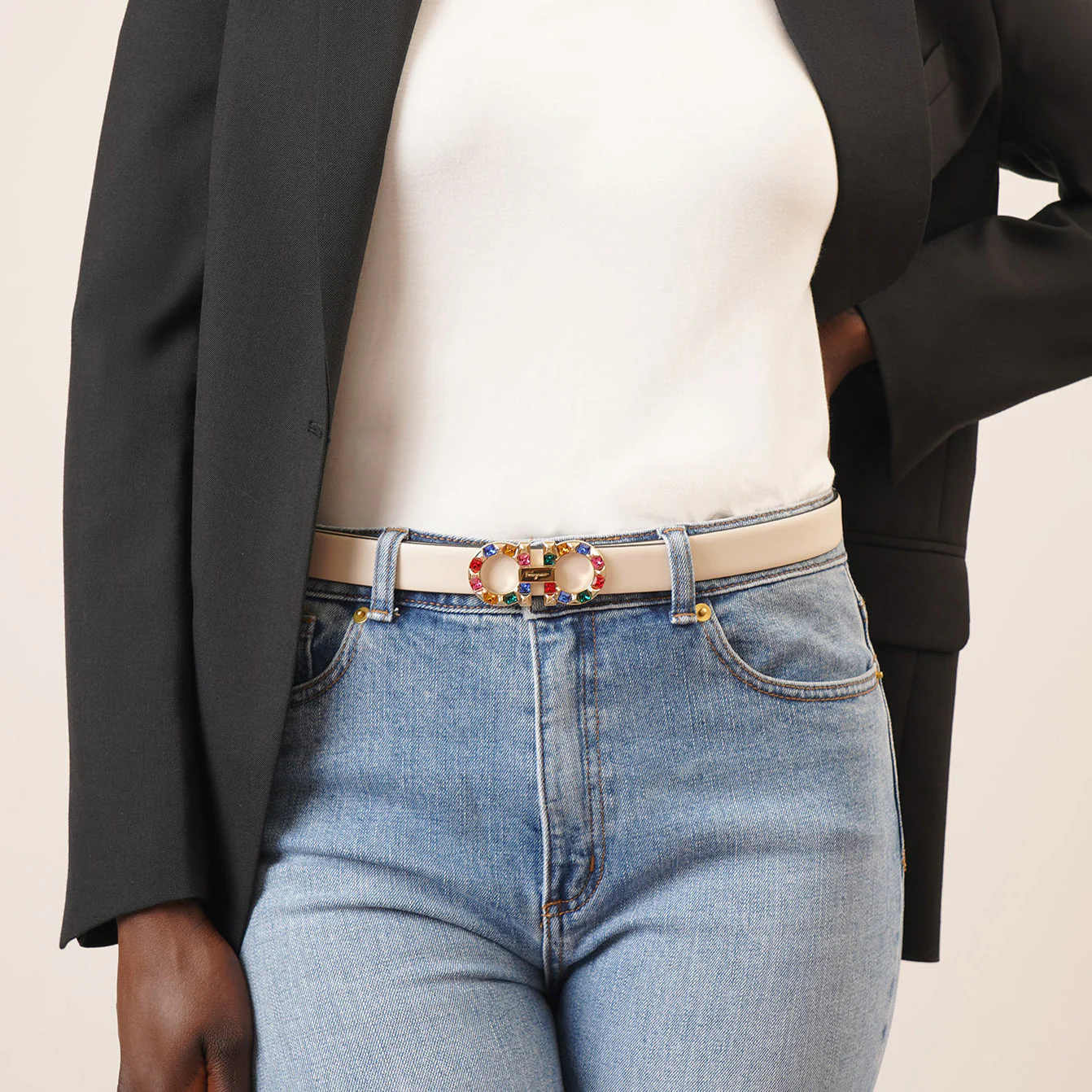 New Gancini crystal bone leather belt - Image 5