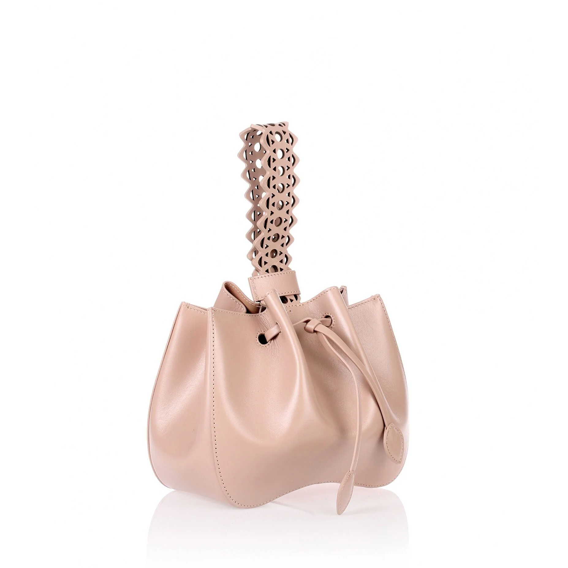 Nude leather small bucket bag - Image 2