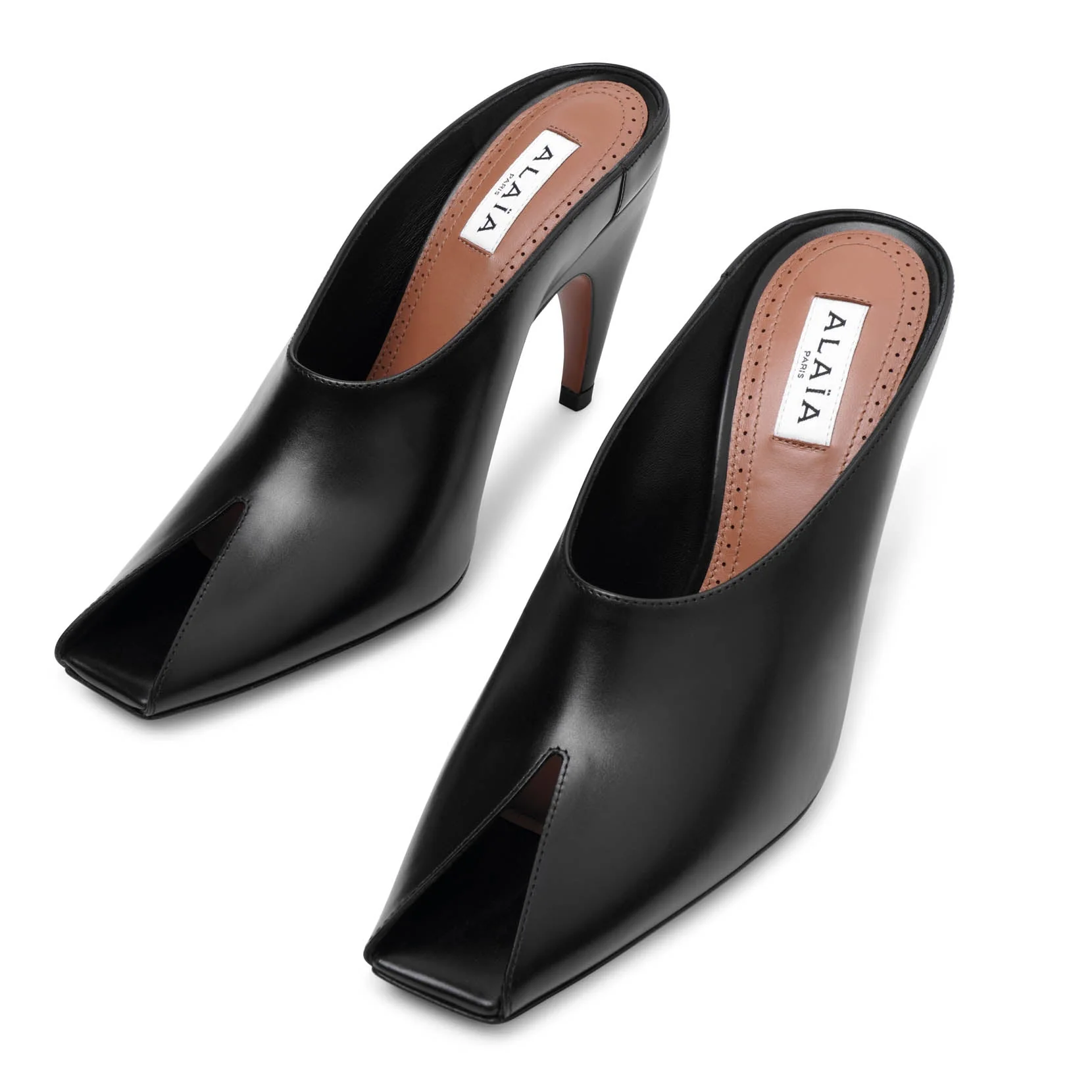Open toe black leather mules - Image 5