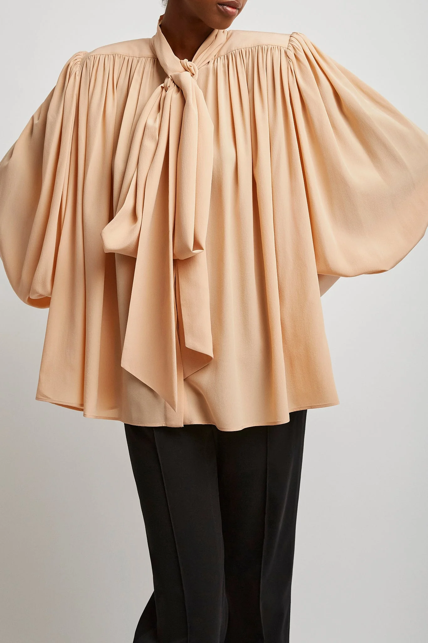 Oversized gathered lavalliere blouse - Image 6