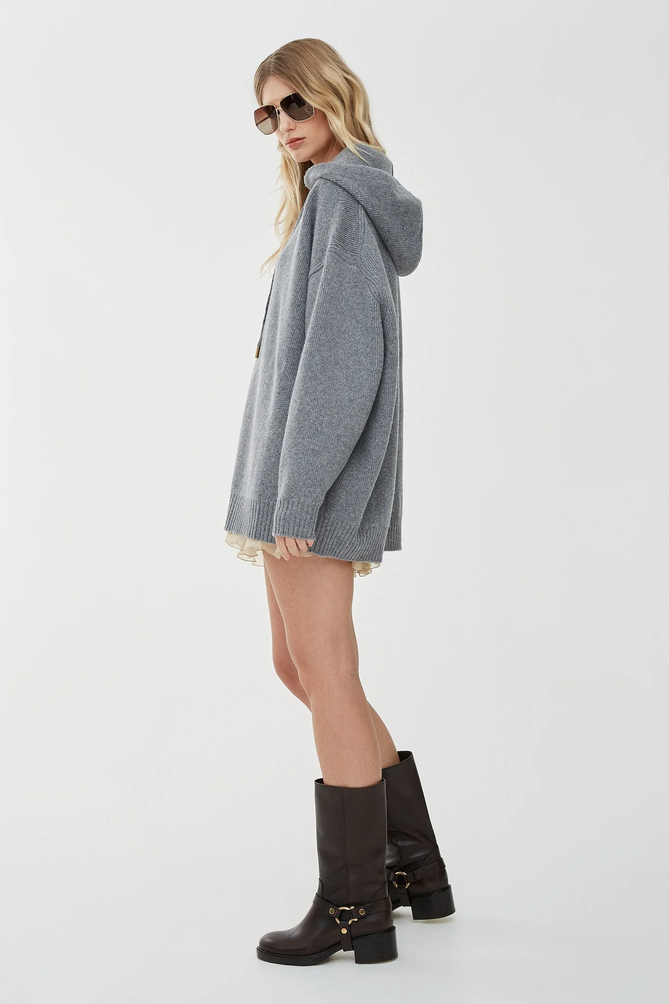 Oversized wool cashmere zip hoodie - Image 4