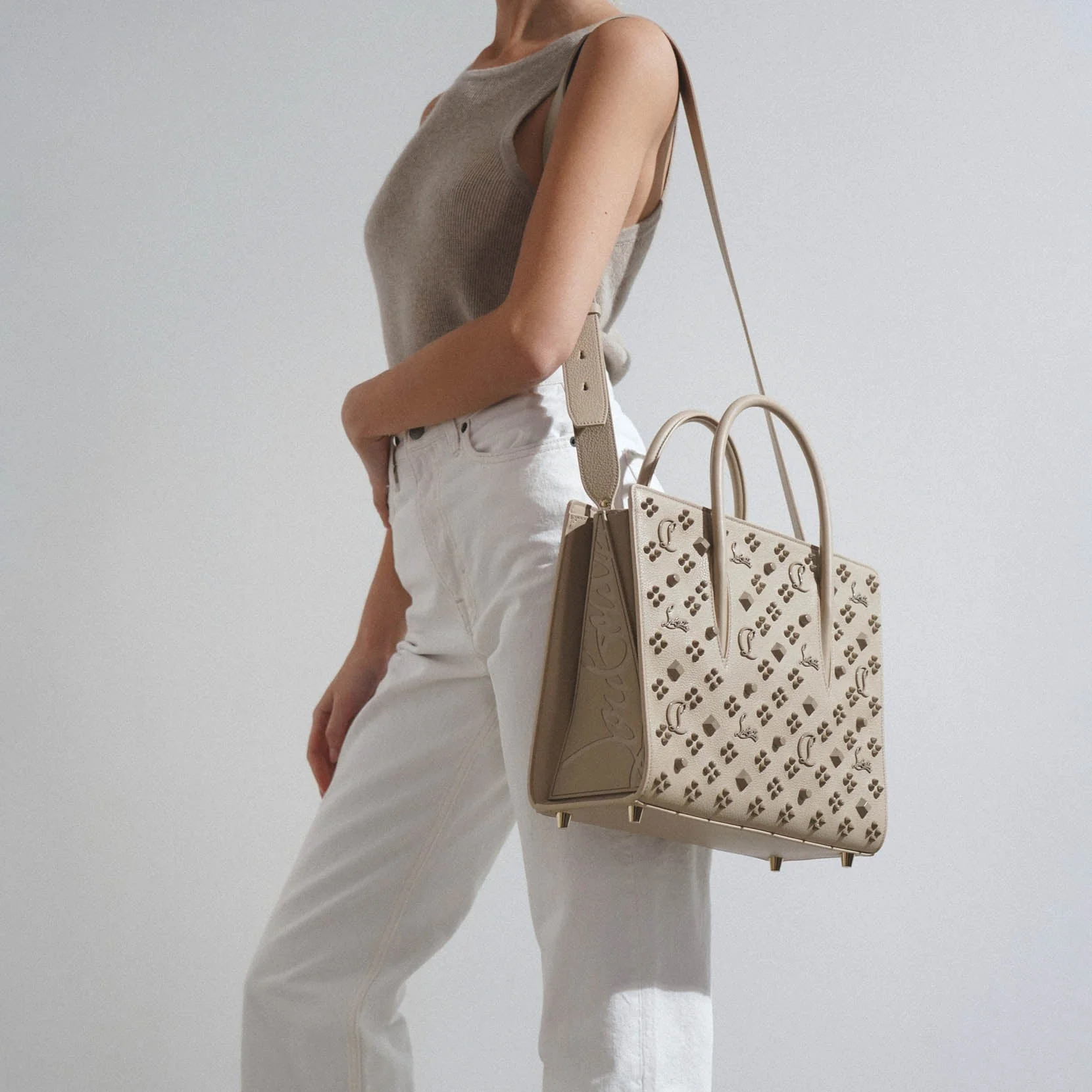 Paloma S medium beige leather bag - Image 6