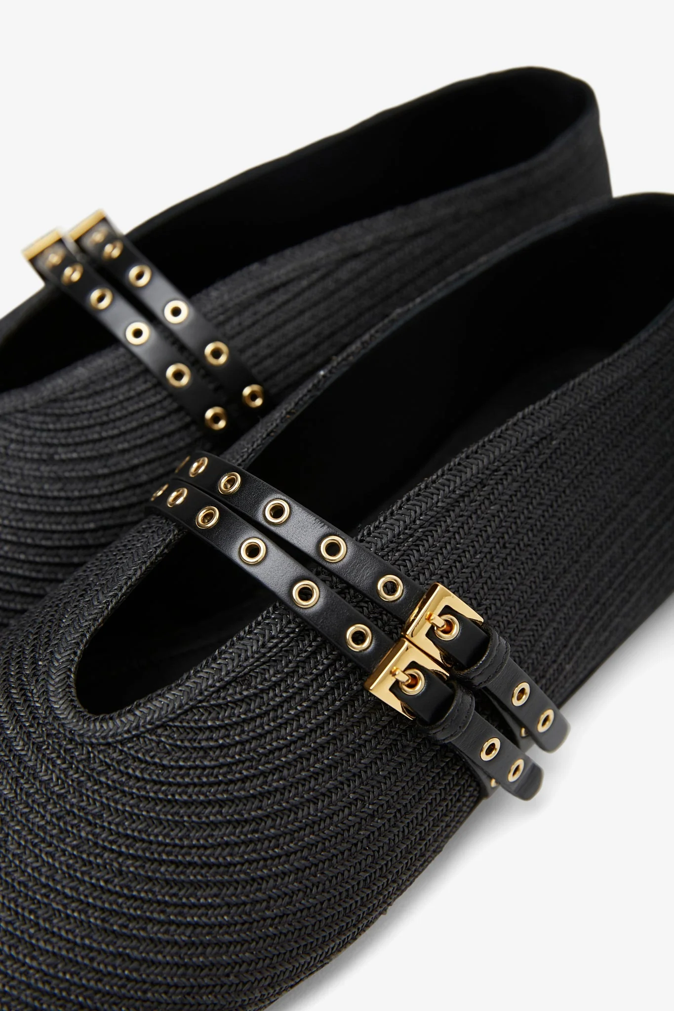 Paper straw black ballet flats - Image 4