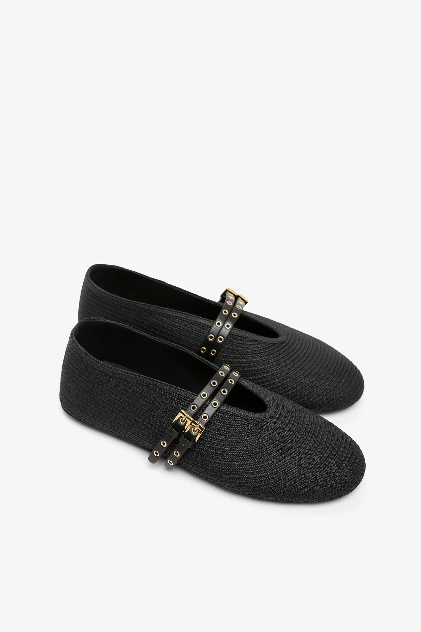 Paper straw black ballet flats - Image 5