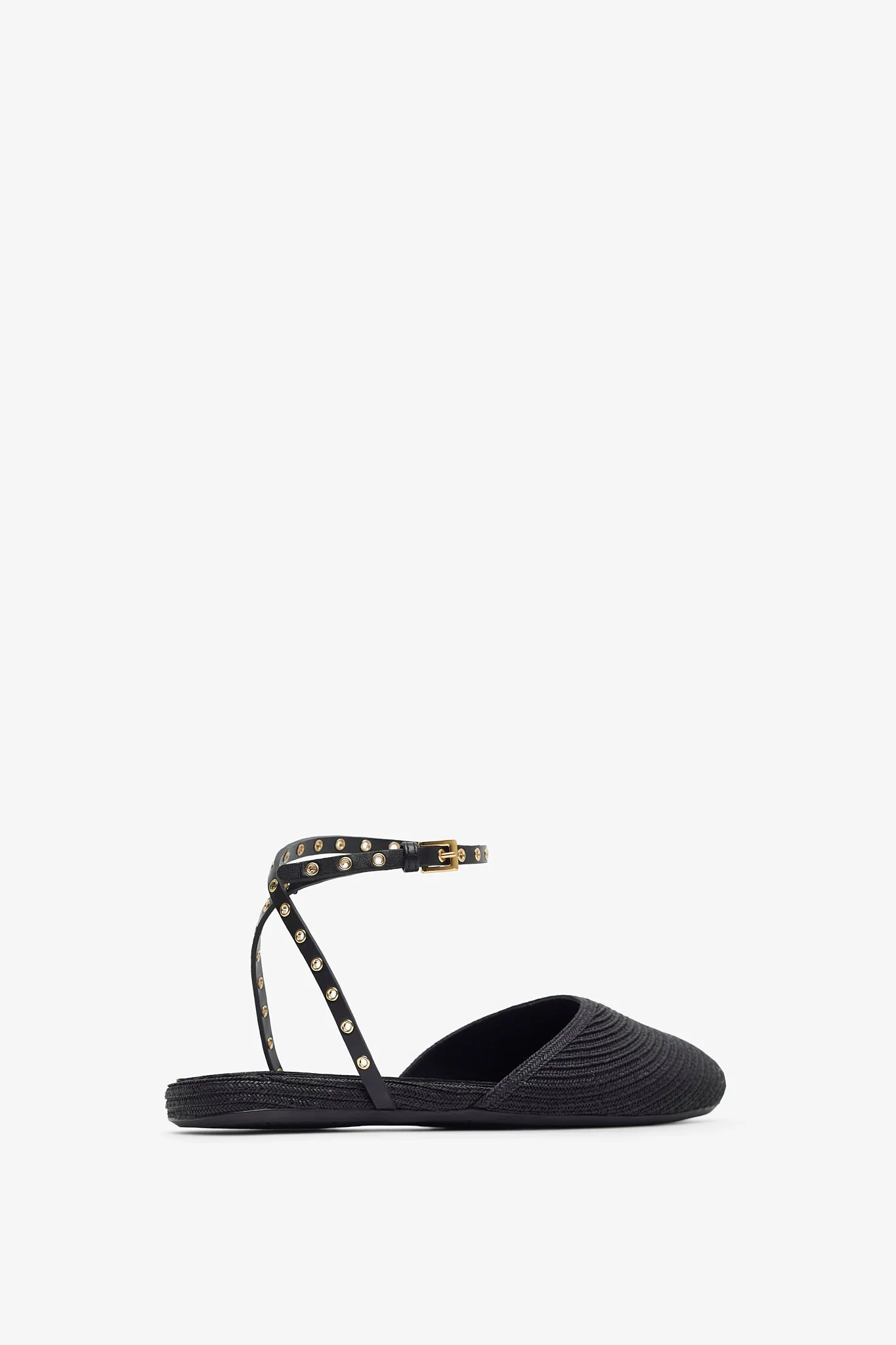 Paper straw black flat sandals - Image 3