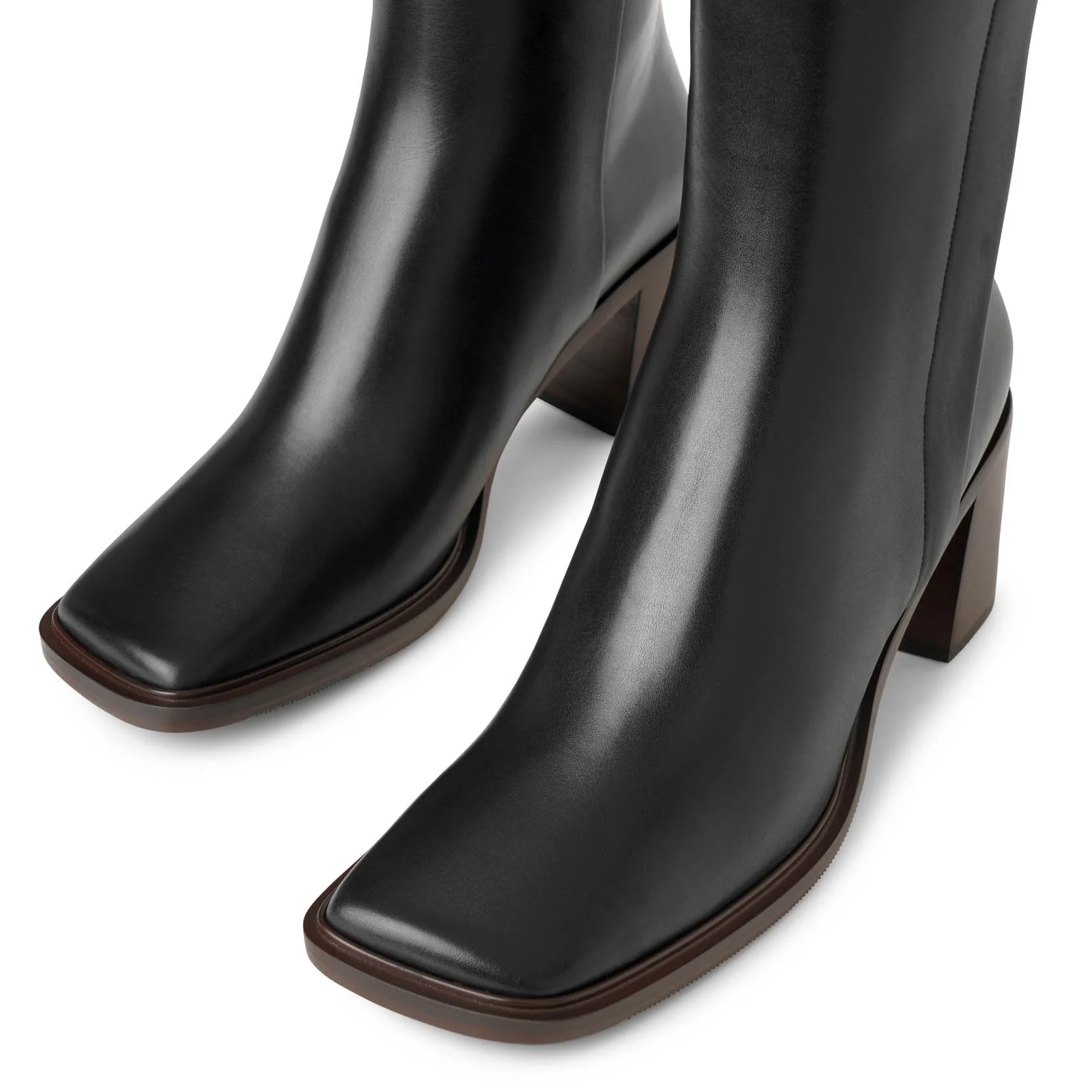 Patch black leather high boots - Image 6