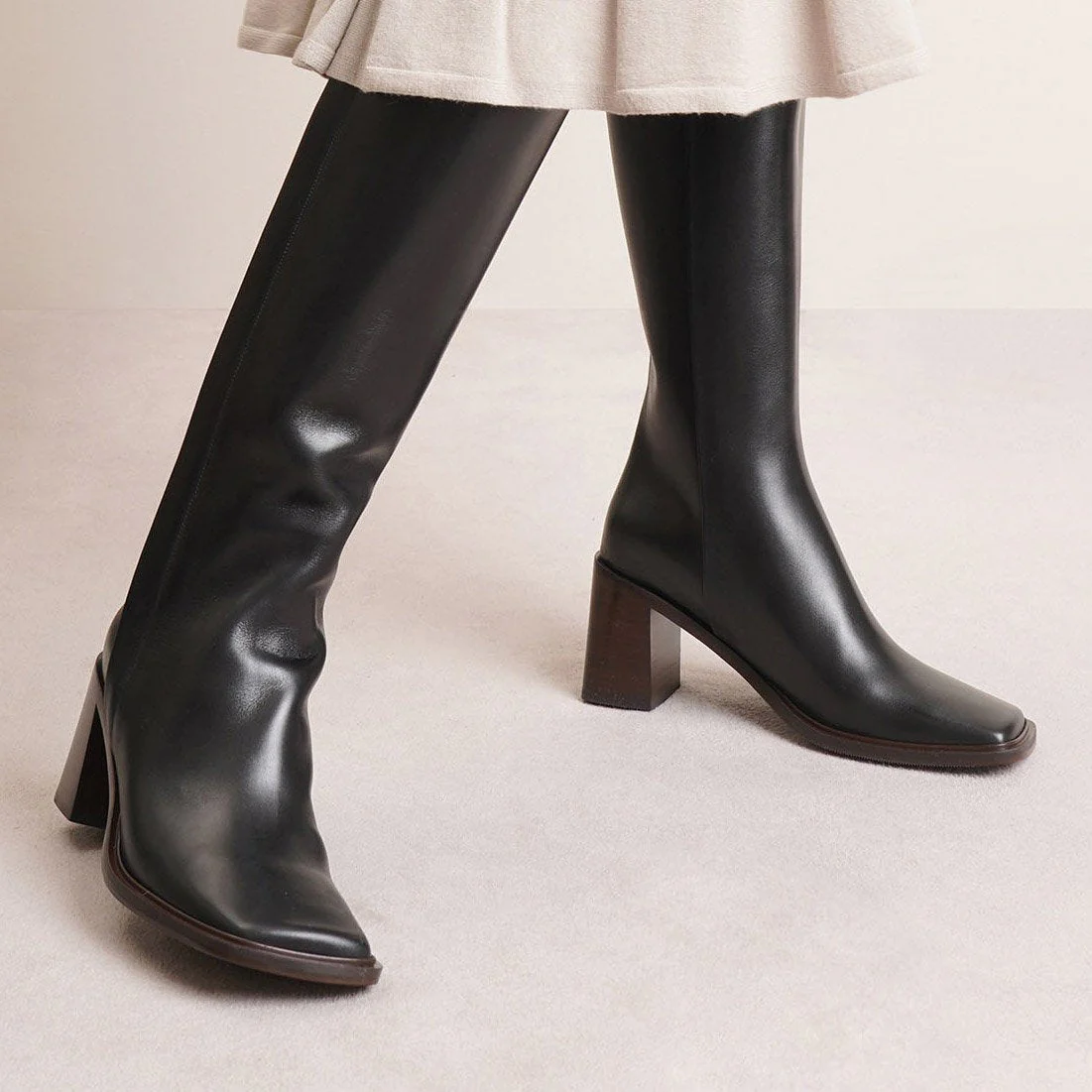 Patch black leather high boots - Image 7