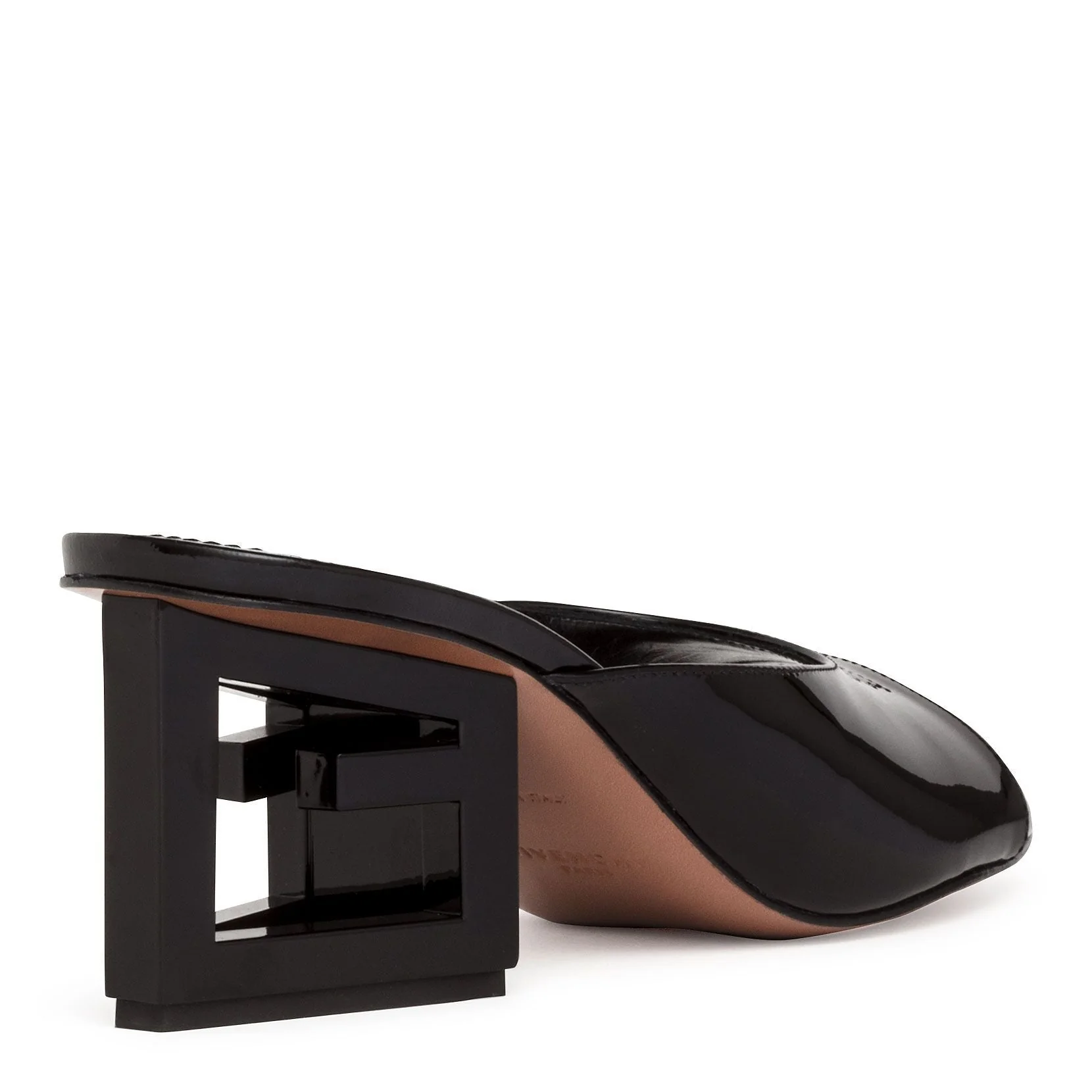 Patent black leather Triangle mules - Image 3
