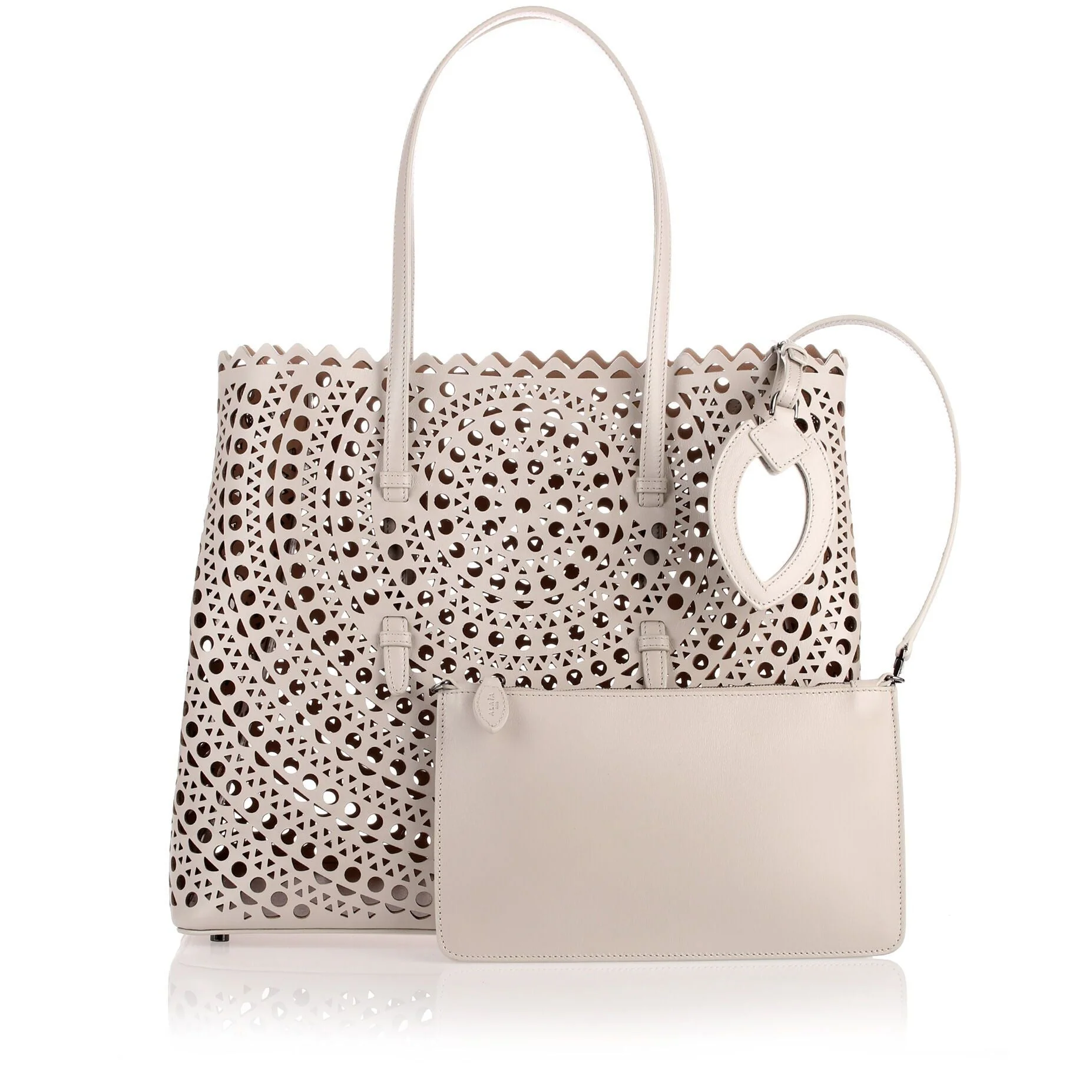 Pearl grey leather cut-out bag - Image 2