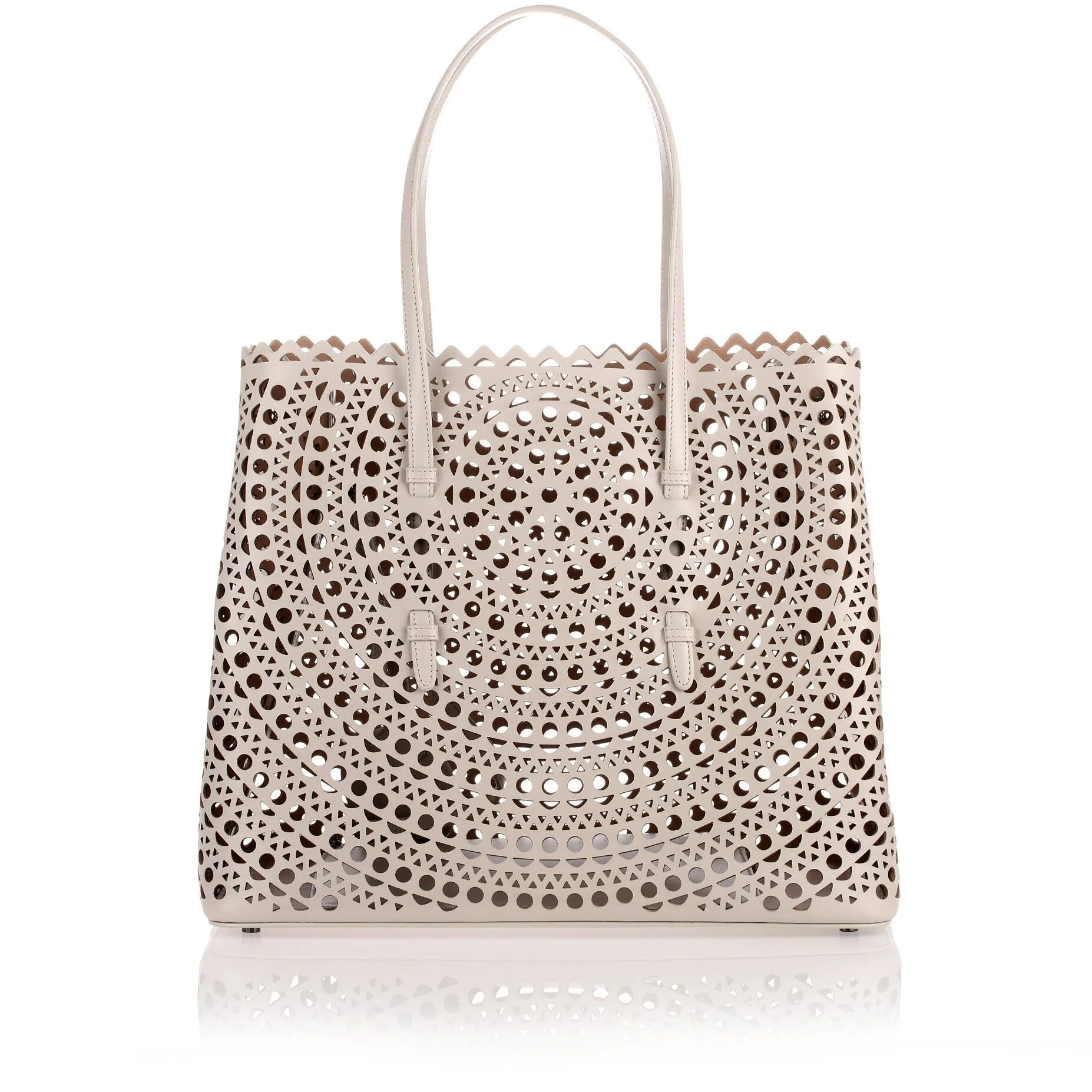 Pearl grey leather cut-out bag - Image 4