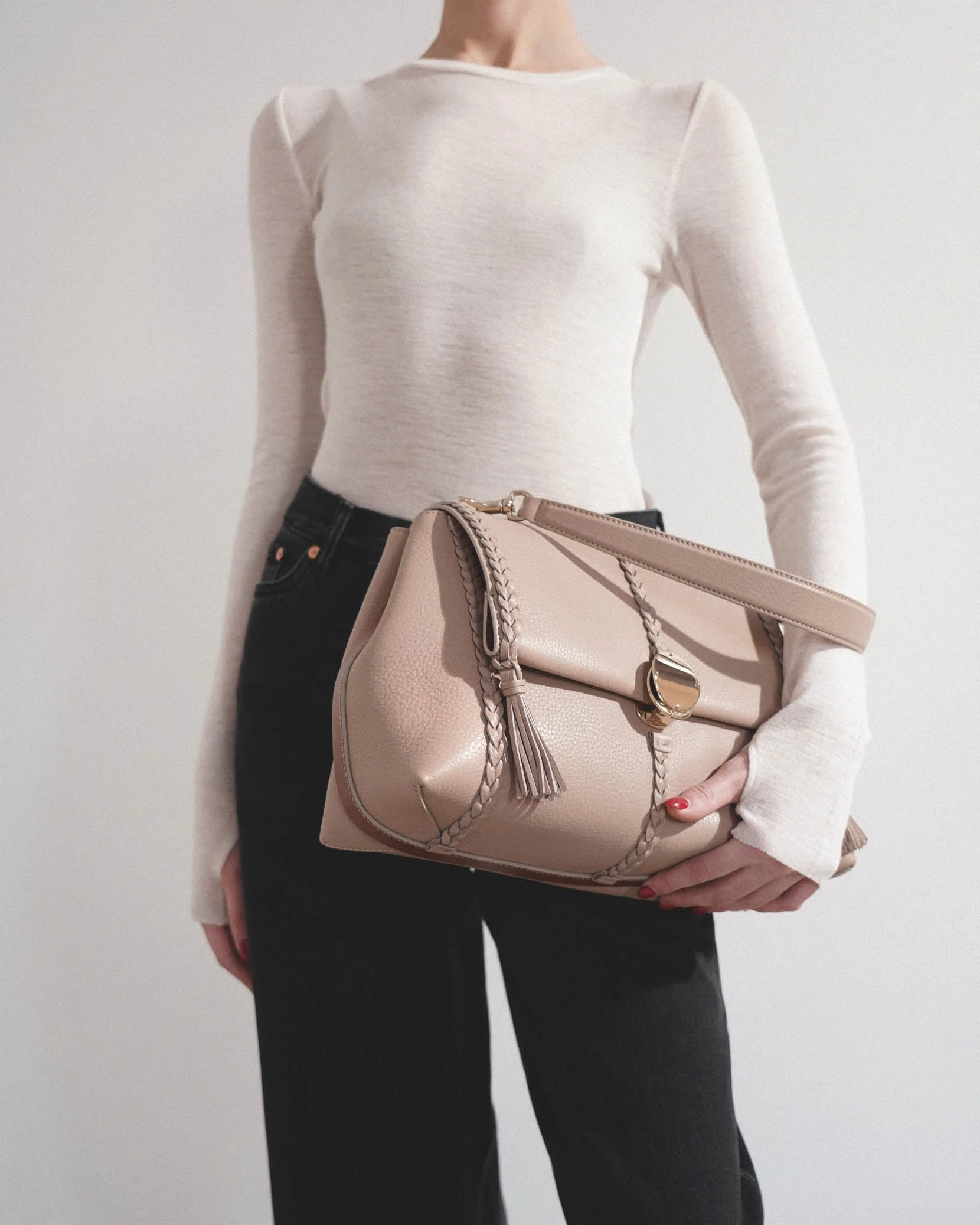 Penelope medium beige leather bag - Image 2