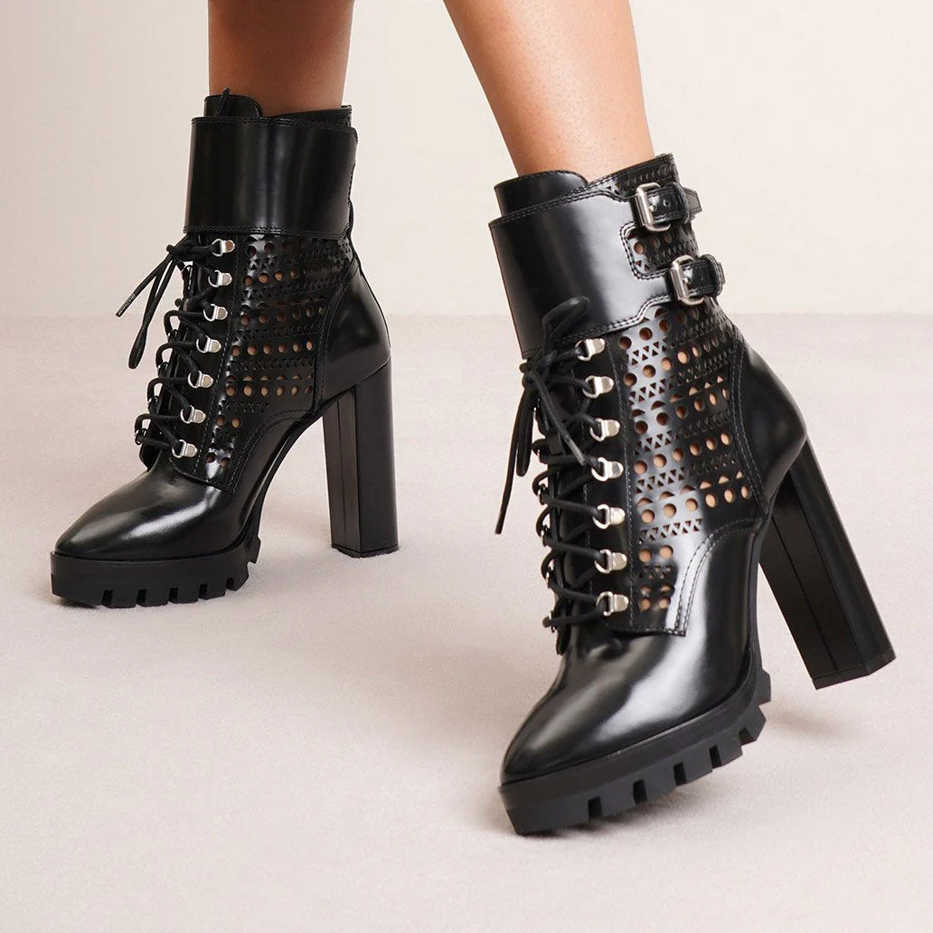Perforated combat ankle boots - Image 6