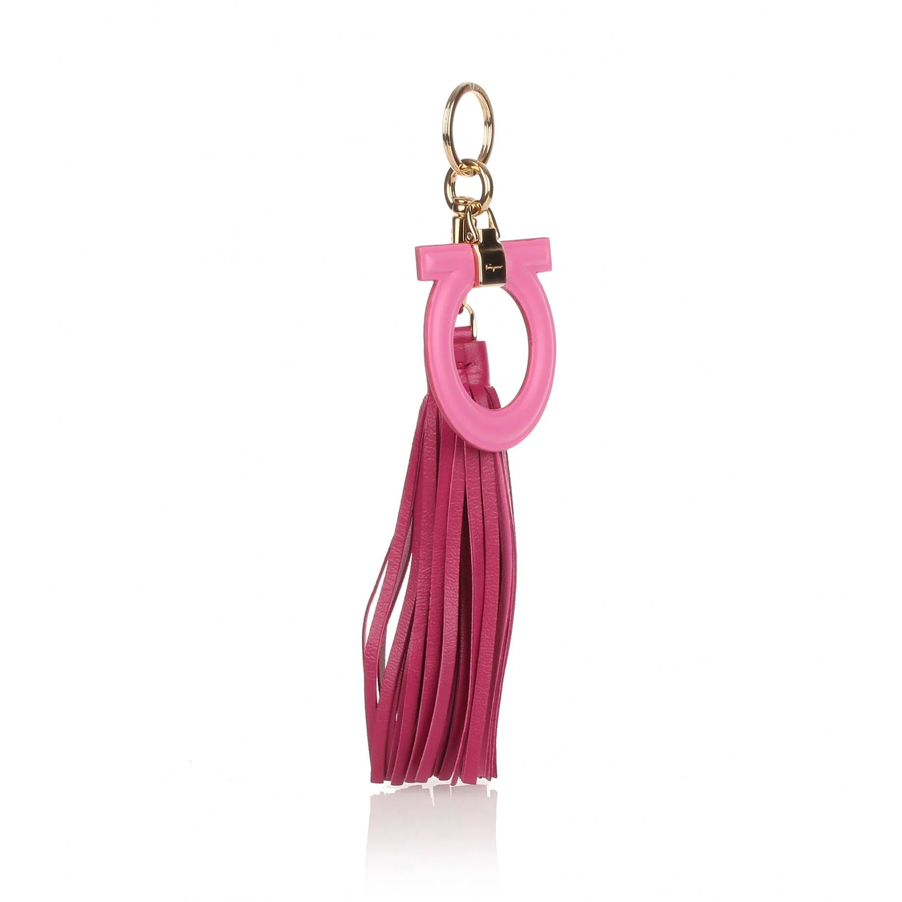 Pink leather Gancio keyring - Image 2