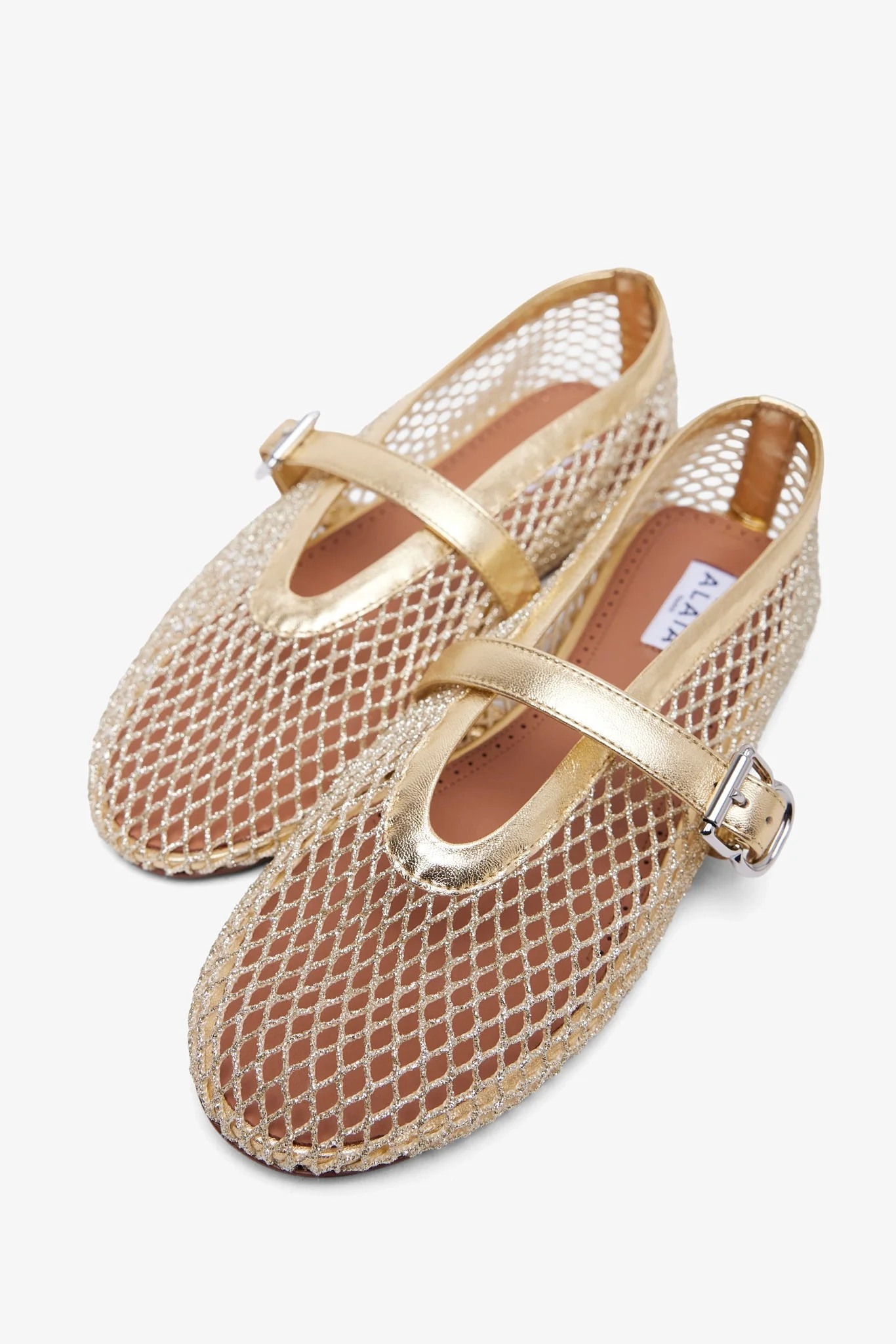 Platinum metallic mesh ballet flats - Image 5