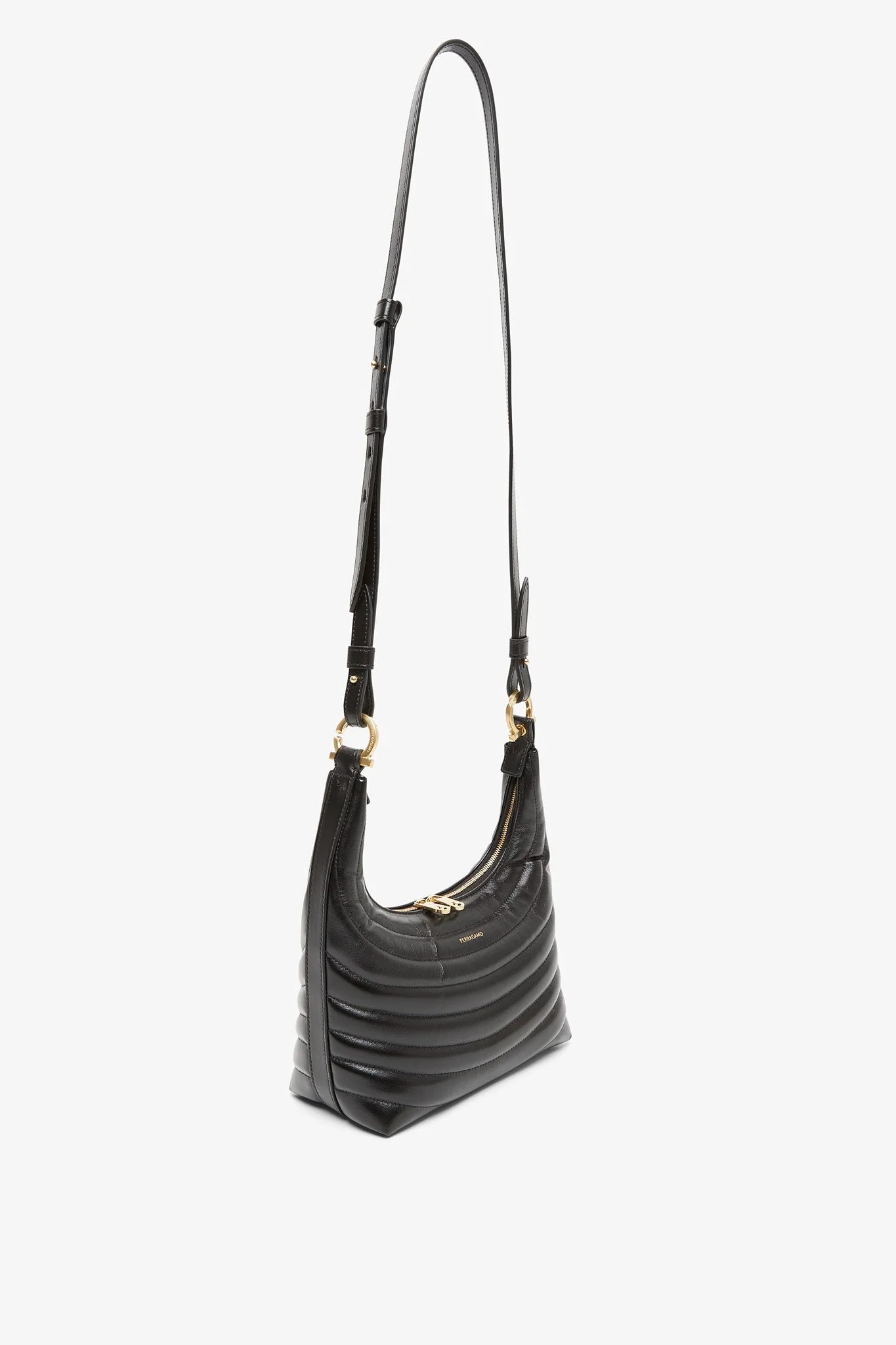 Quilted black hobo bag - Image 3