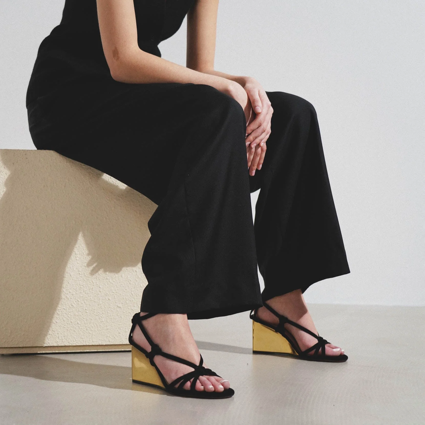 Rebecca black velvet wedges - Image 6