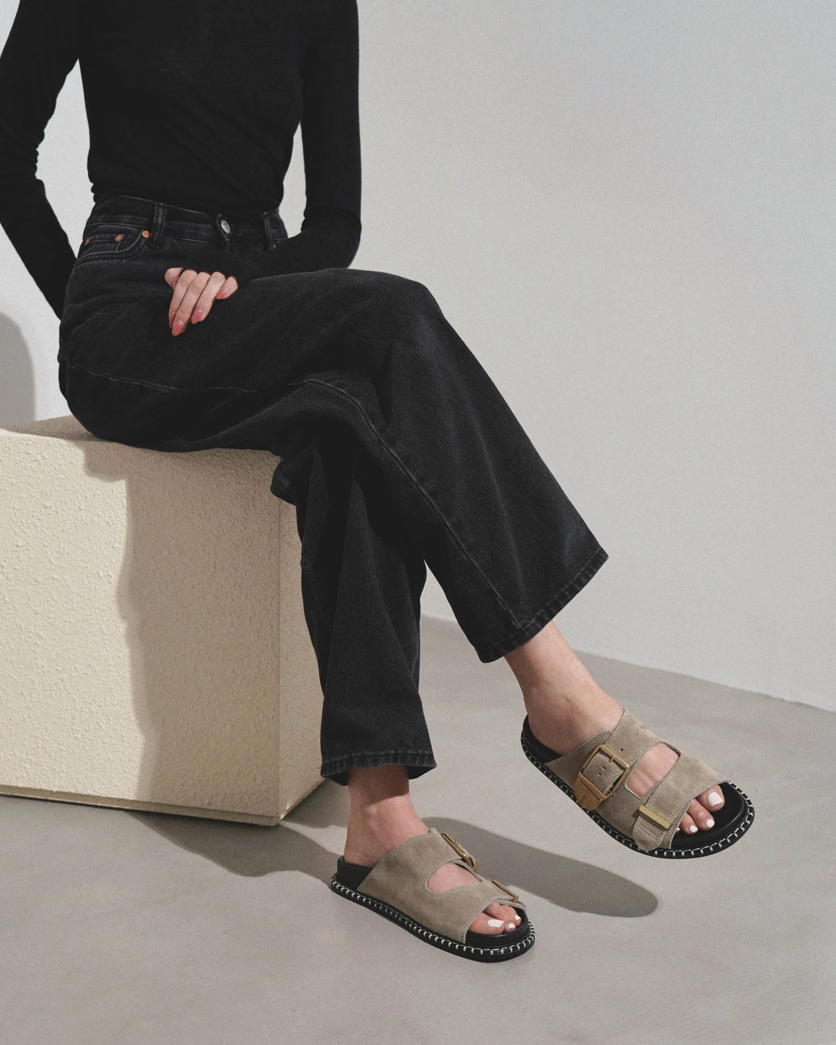 Rebecca dark beige suede flats - Image 2