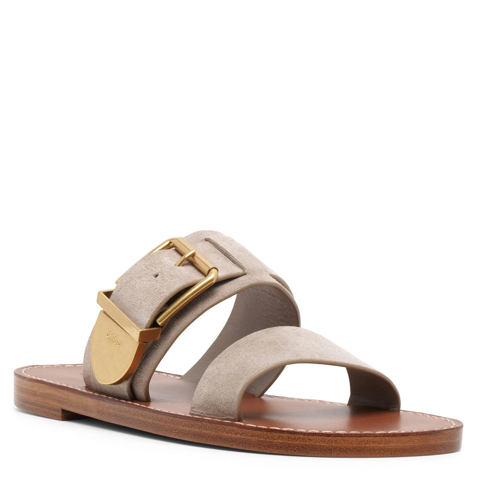 Rebecca greige suede flats - Image 3