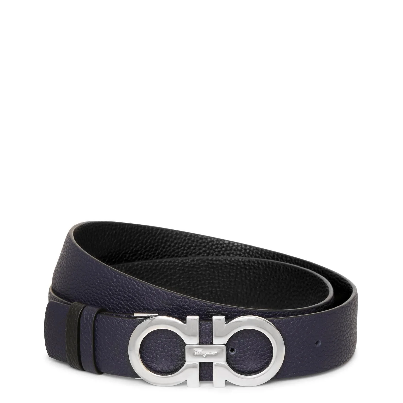 Reversable and adjustable blue Gancini belt