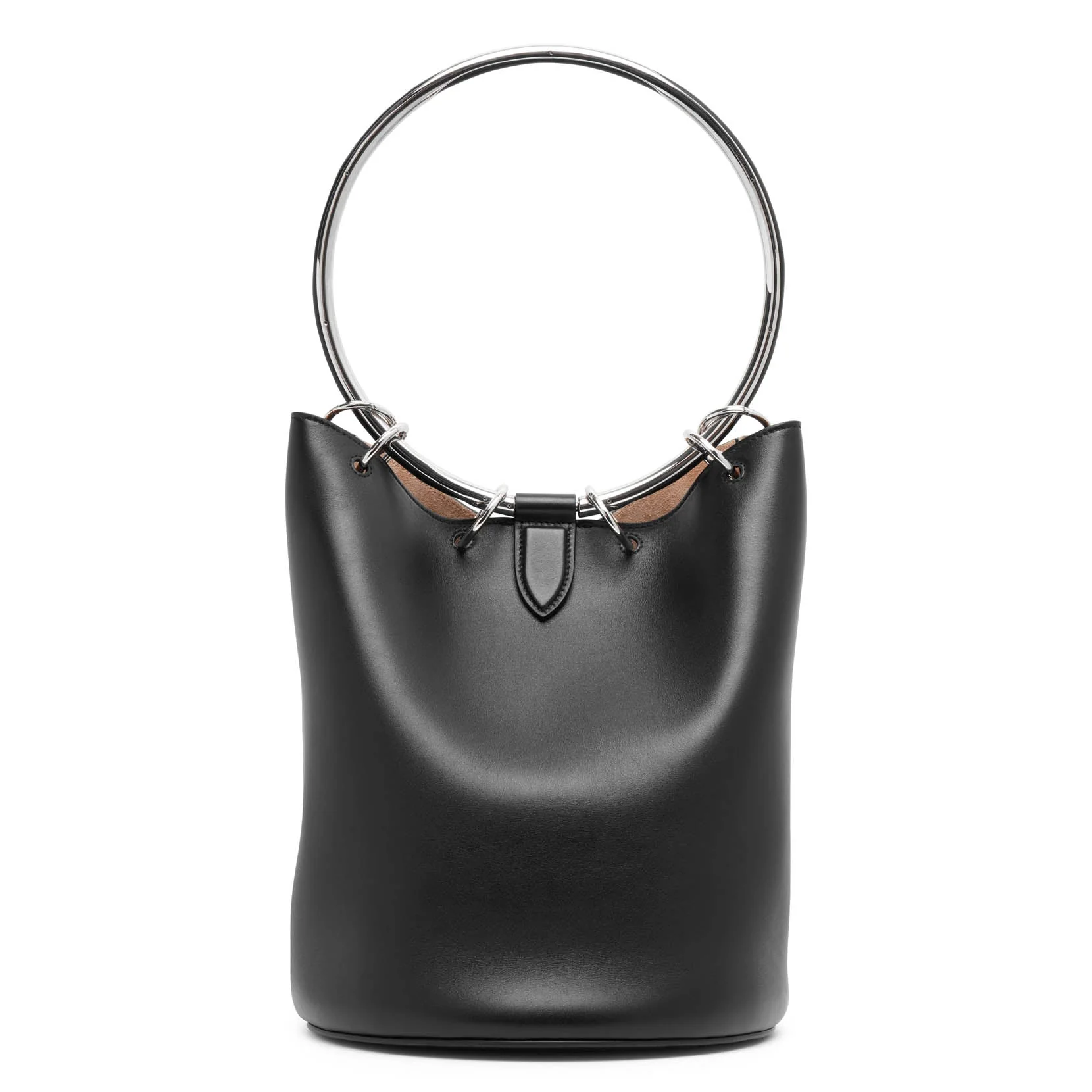 Ring black leather bucket bag - Image 4