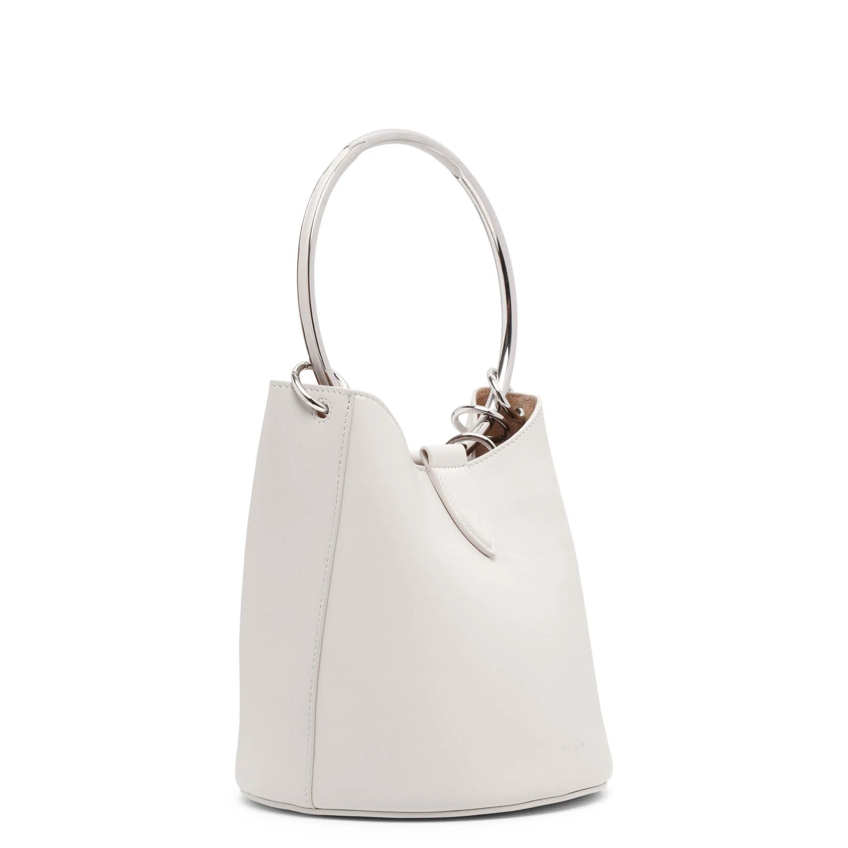 Ring medium ivory leather bucket bag - Image 3