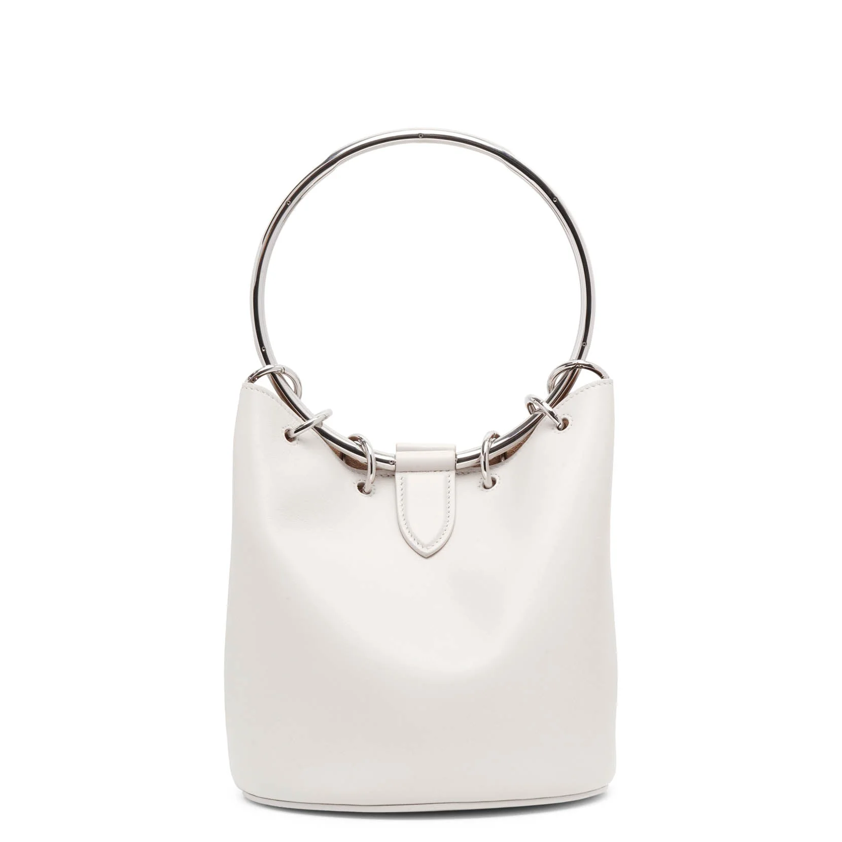 Ring medium ivory leather bucket bag - Image 4