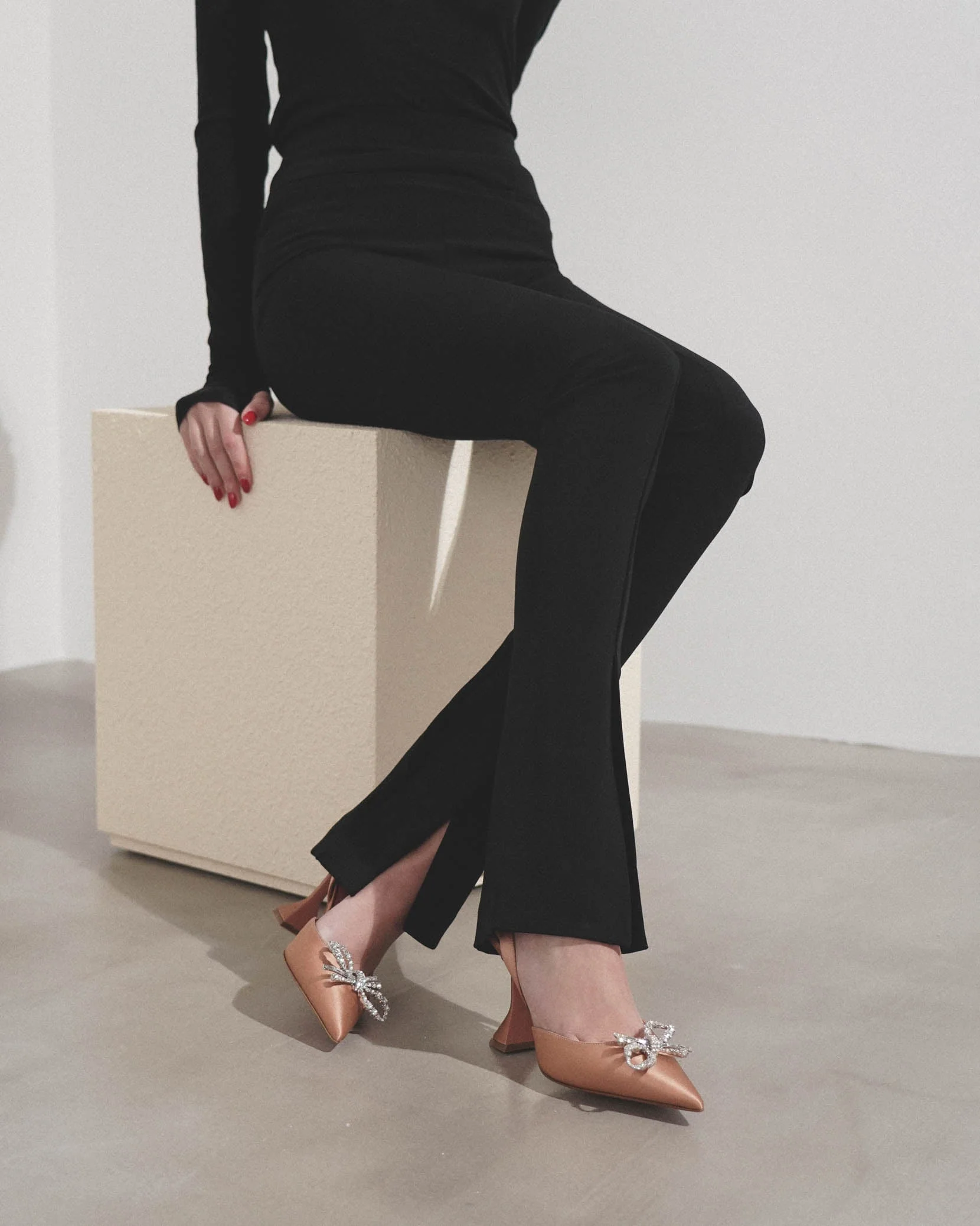 Rosie sling 95 beige satin pumps - Image 2