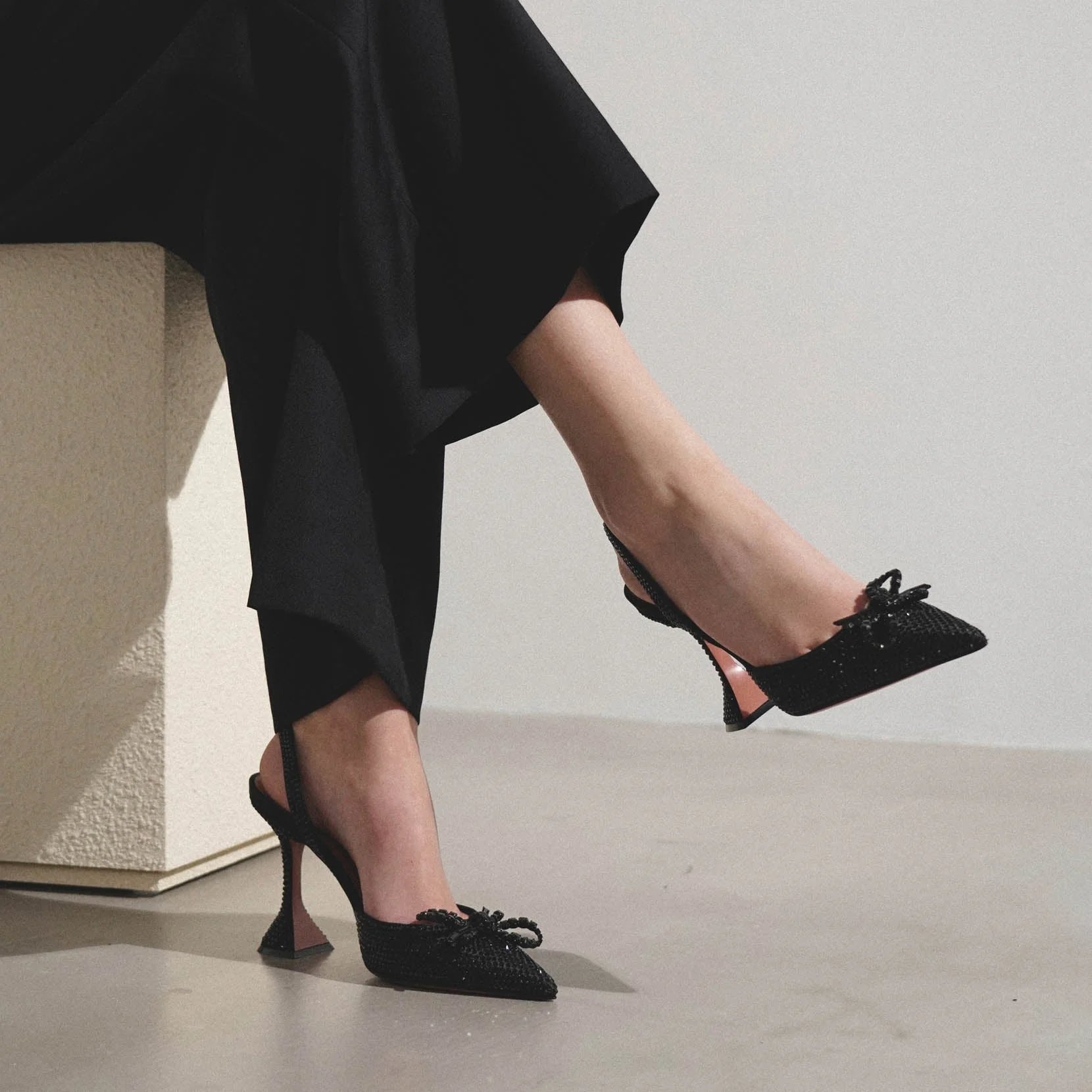 Rosie sling 95 black crystal pumps - Image 6