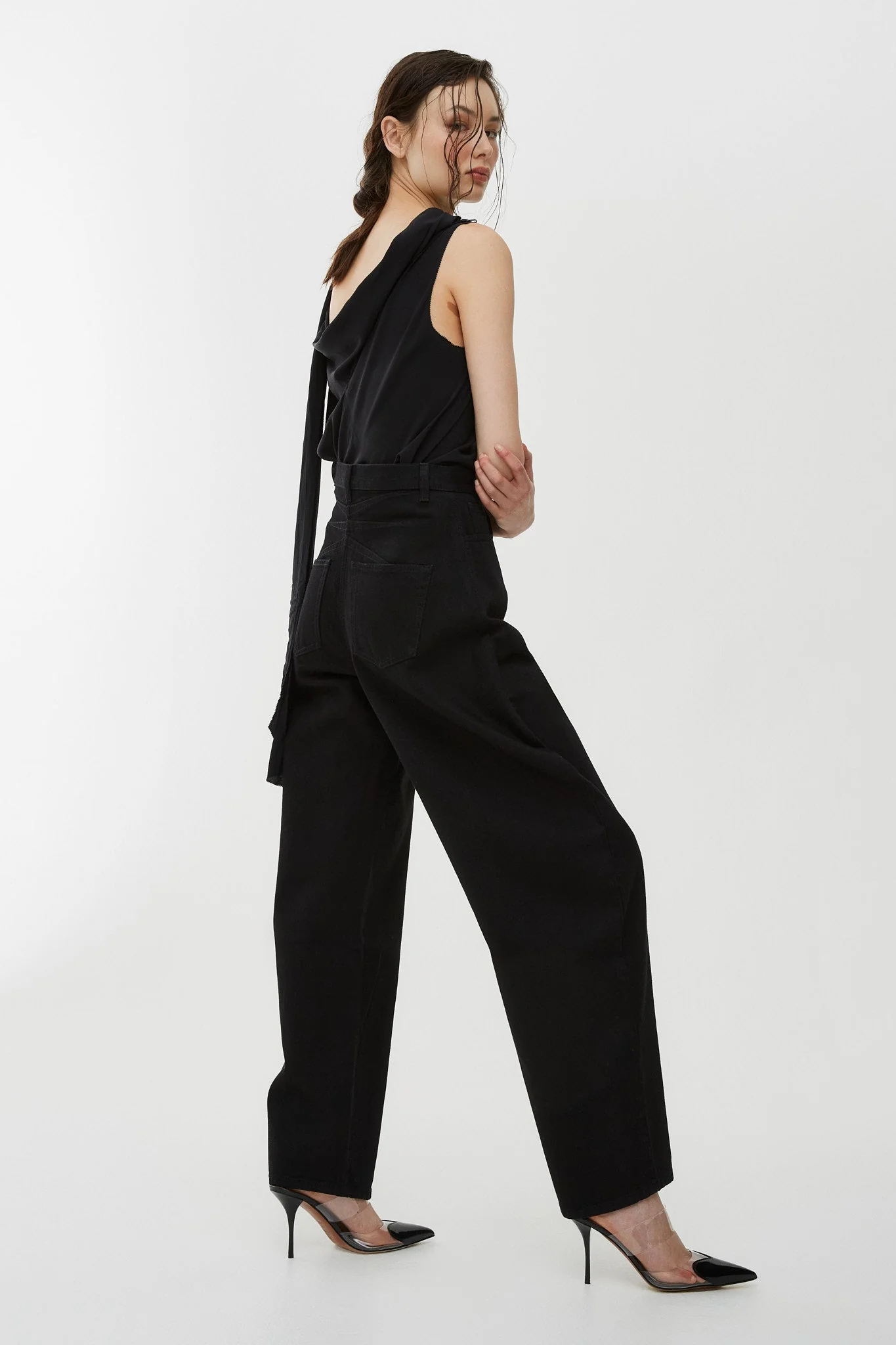 Round black denim pants - Image 4