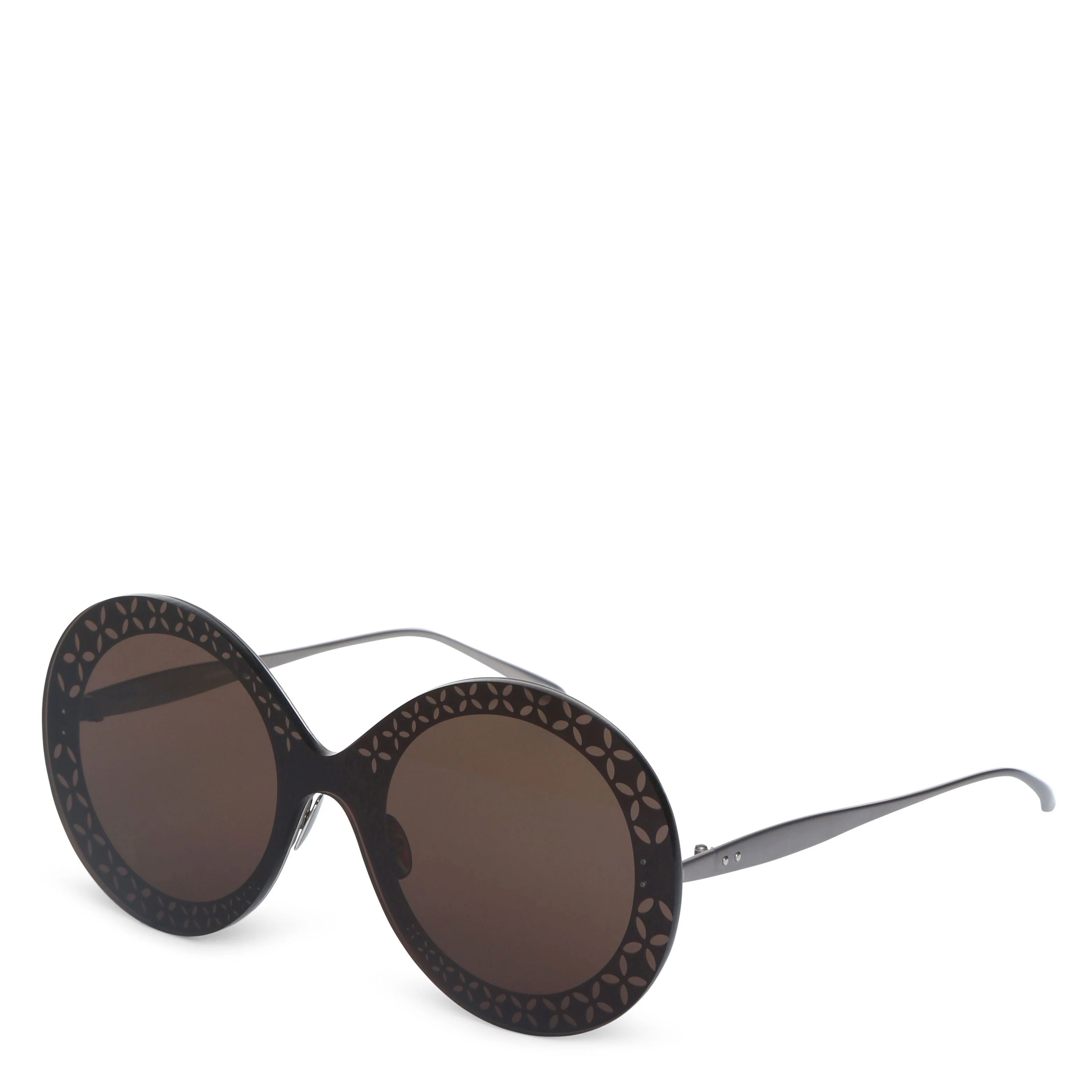 Round-frame metal brown sunglasses - Image 2