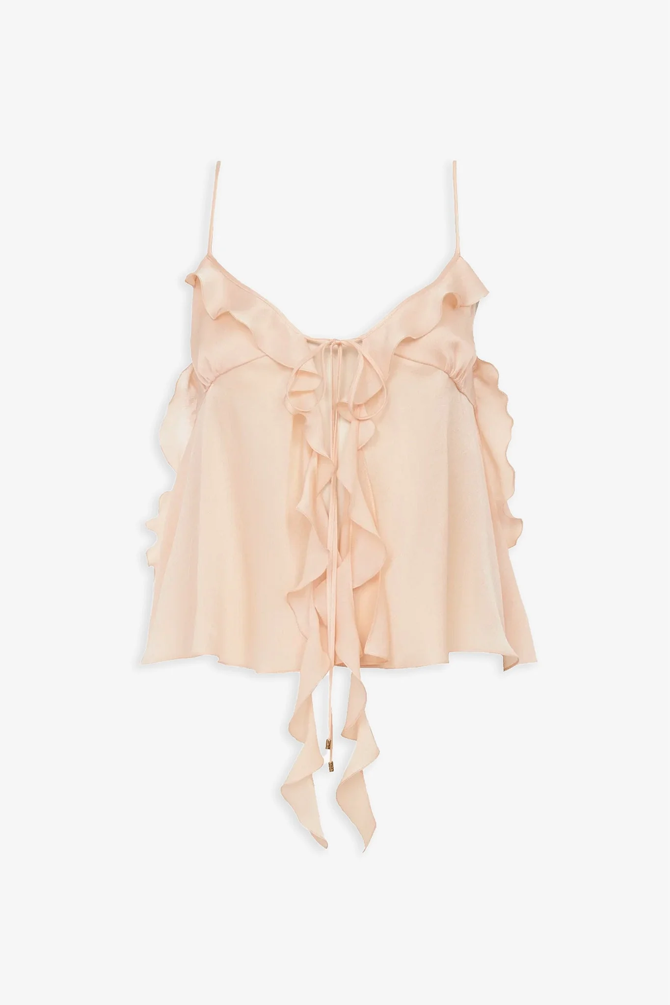 Ruffled silk charmeuse camisole top